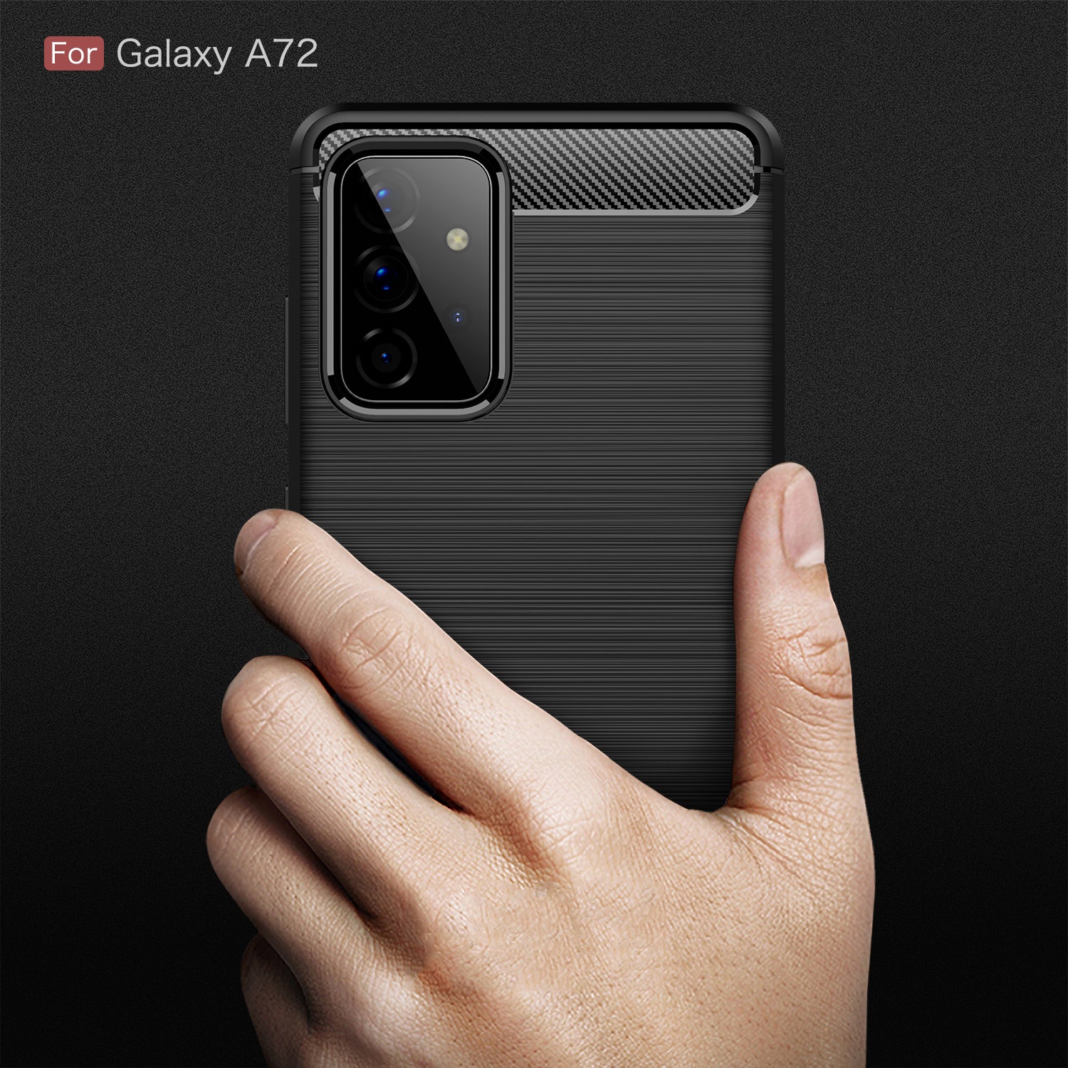 Samsung A72 Carbon Fibre TPU Case Slim Shockproof Cover Red