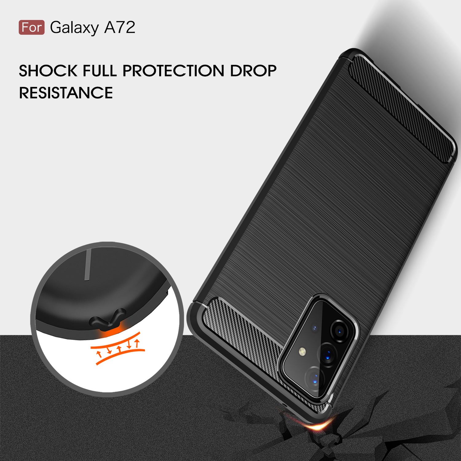 Samsung A72 Carbon Fibre TPU Case Slim Shockproof Cover Red