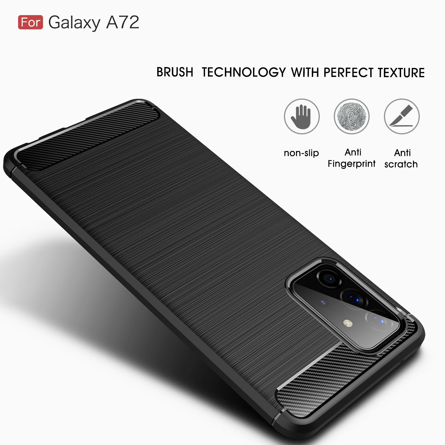 Samsung A72 Carbon Fibre TPU Case Slim Shockproof Cover Red