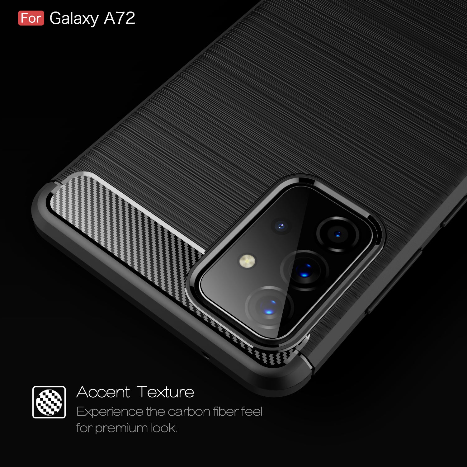 Samsung A72 Carbon Fibre TPU Case Slim Shockproof Cover Red