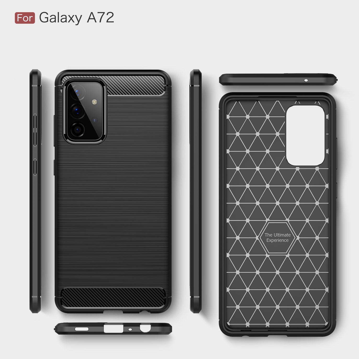 Samsung A72 Carbon Fibre TPU Case Slim Shockproof Cover Red
