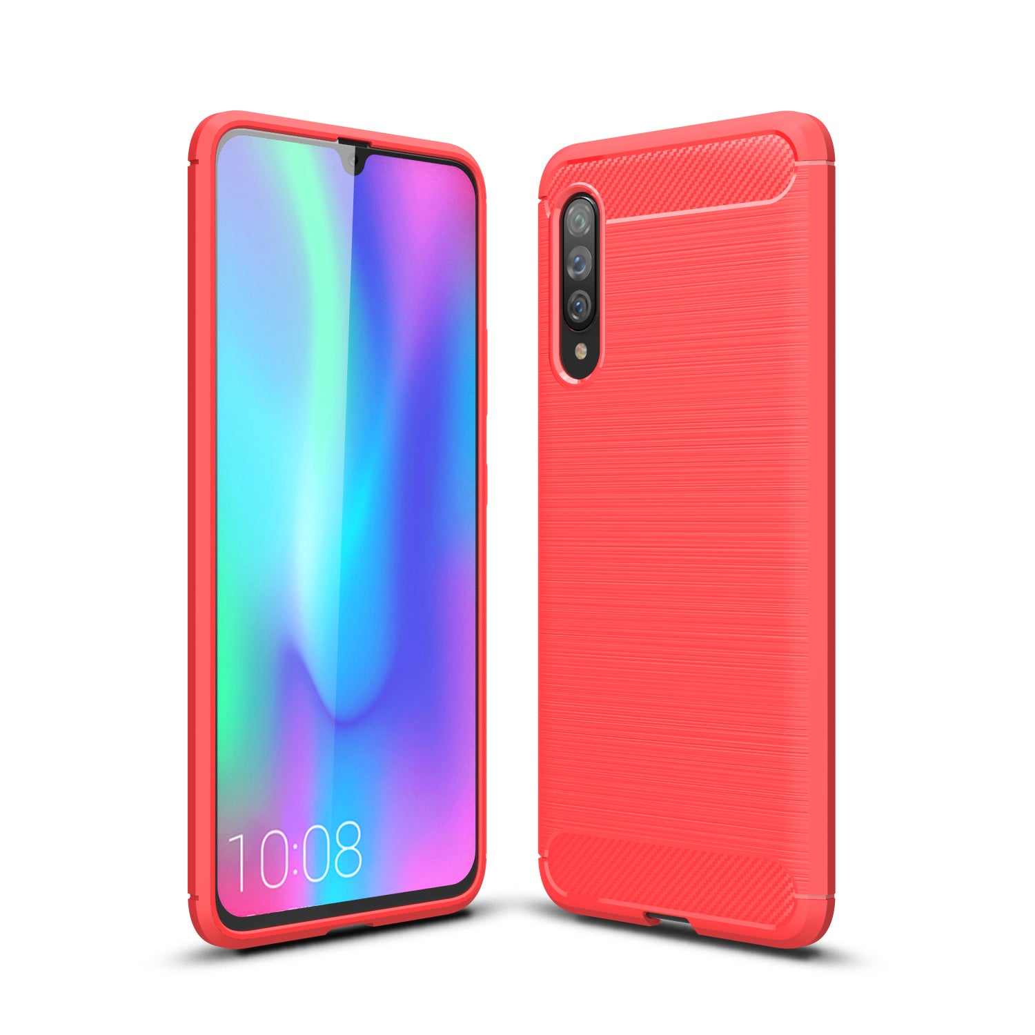 Samsung A90-5G Carbon Fibre TPU Case Slim Shockproof Cover Red