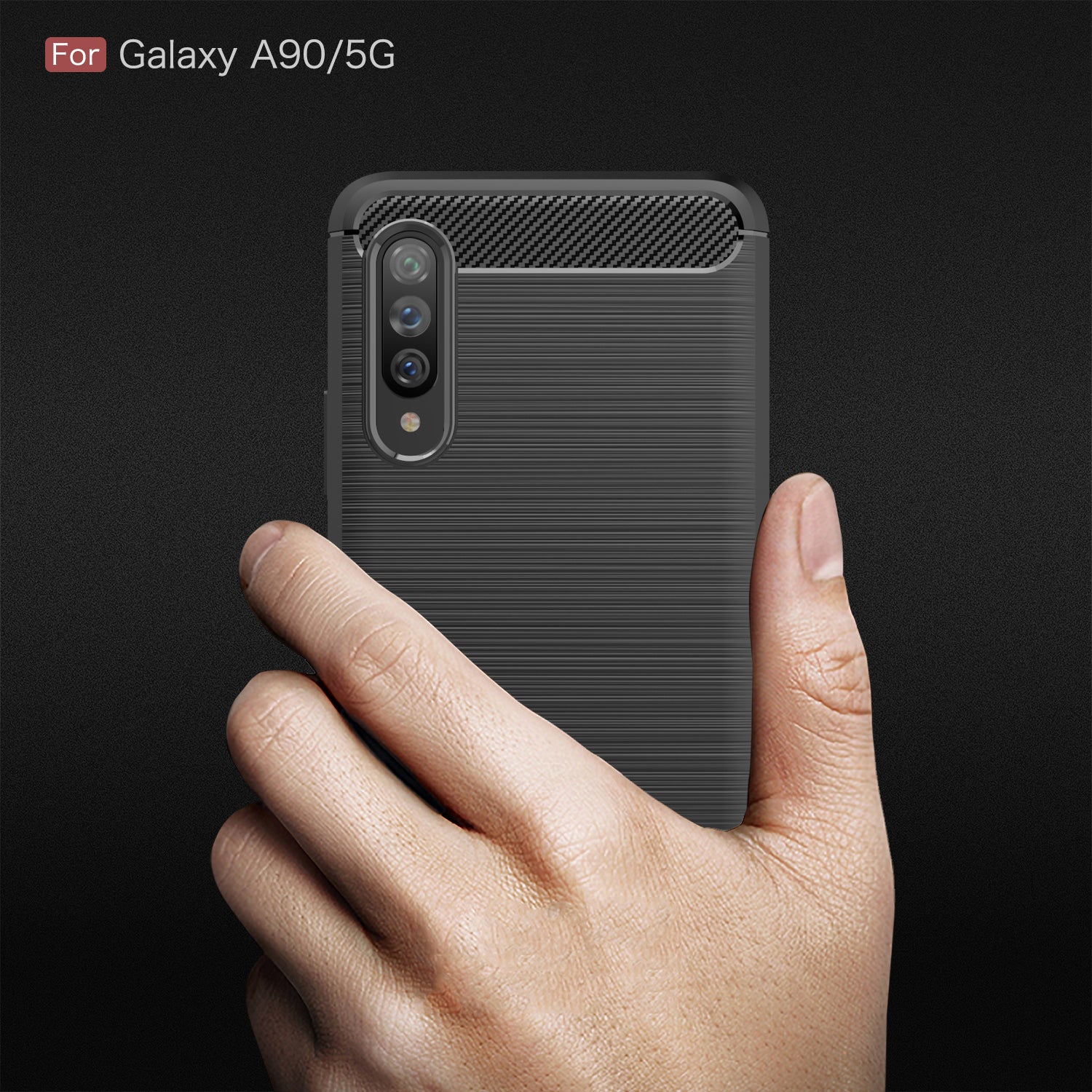 Samsung A90-5G Carbon Fibre TPU Case Slim Shockproof Cover Red