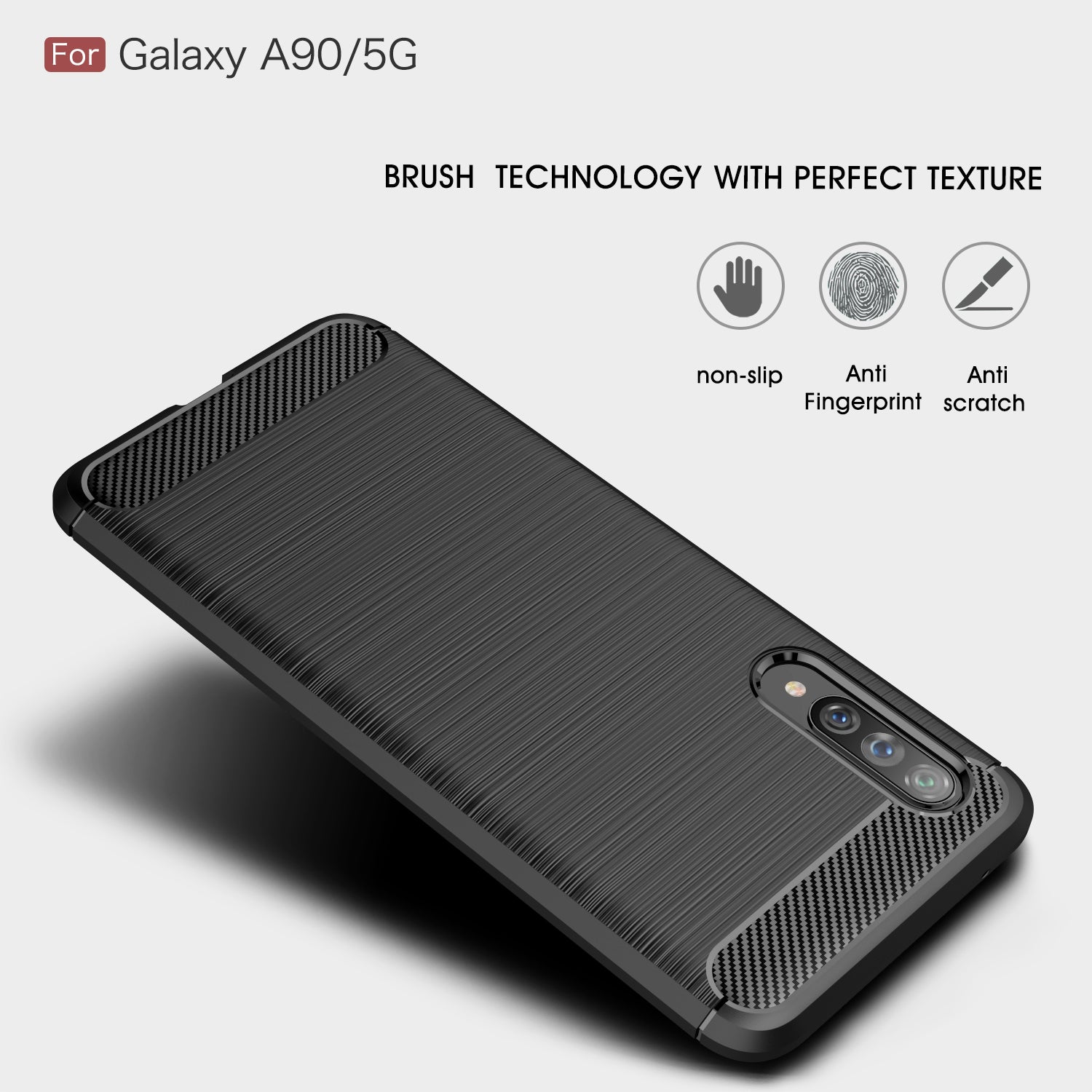 Samsung A90-5G Carbon Fibre TPU Case Slim Shockproof Cover Red