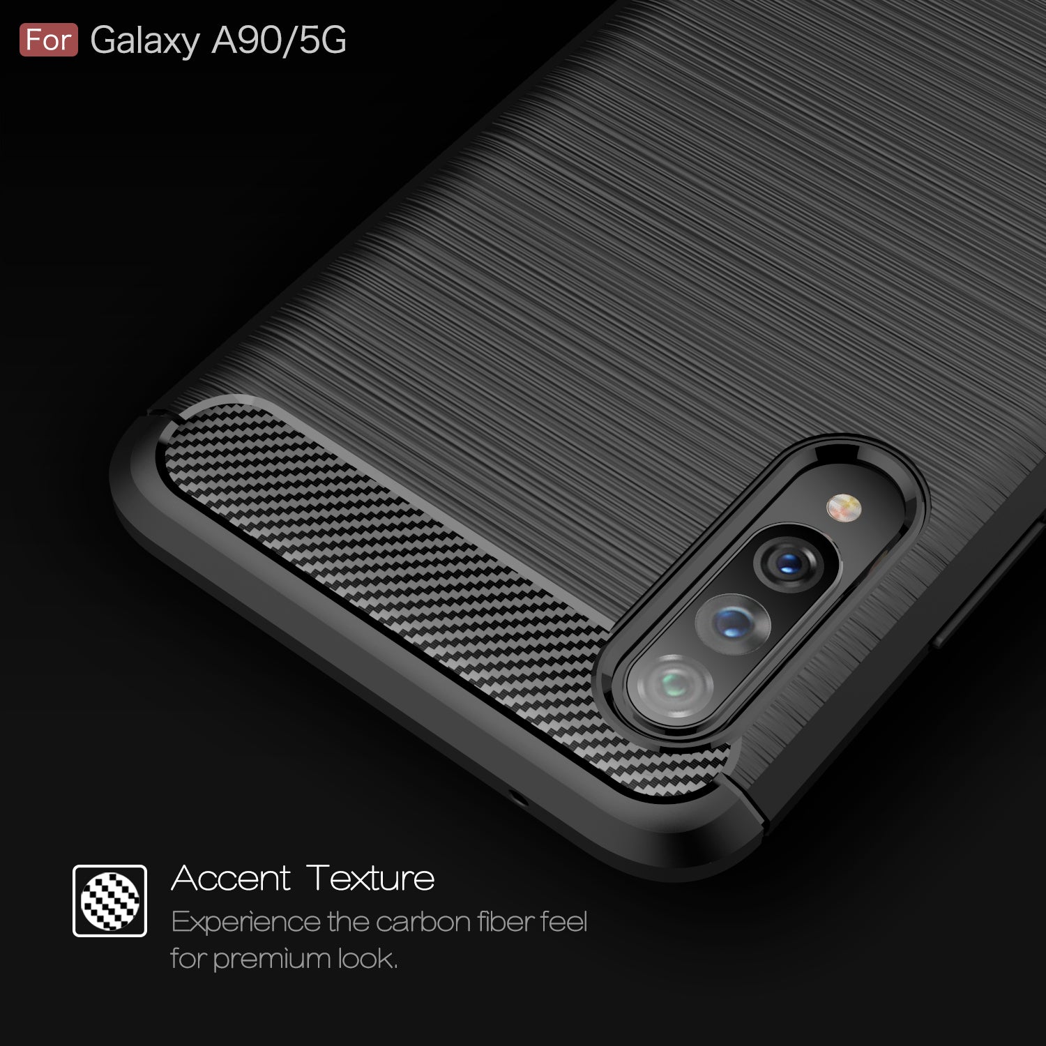 Samsung A90-5G Carbon Fibre TPU Case Slim Shockproof Cover Red