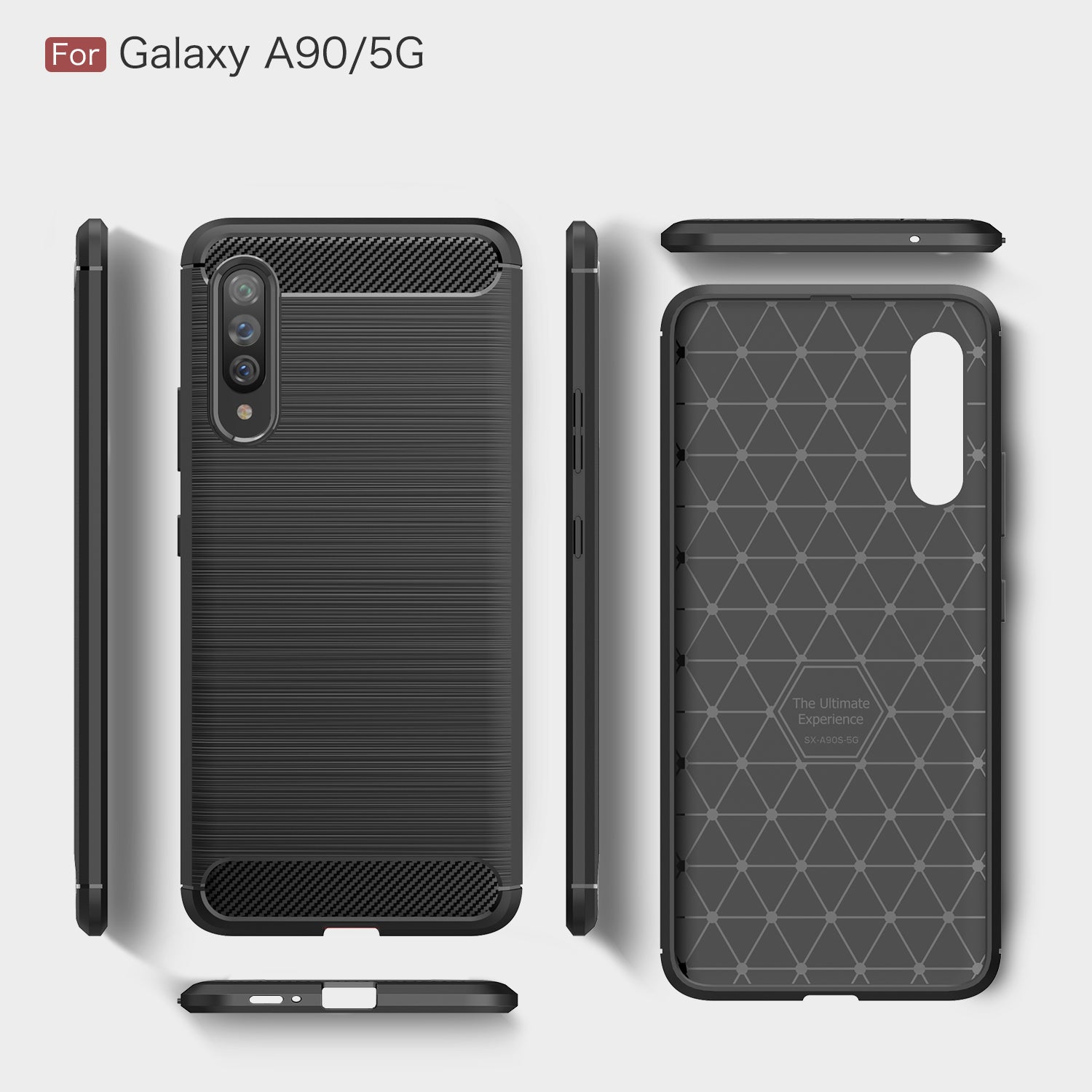 Samsung A90-5G Carbon Fibre TPU Case Slim Shockproof Cover Red
