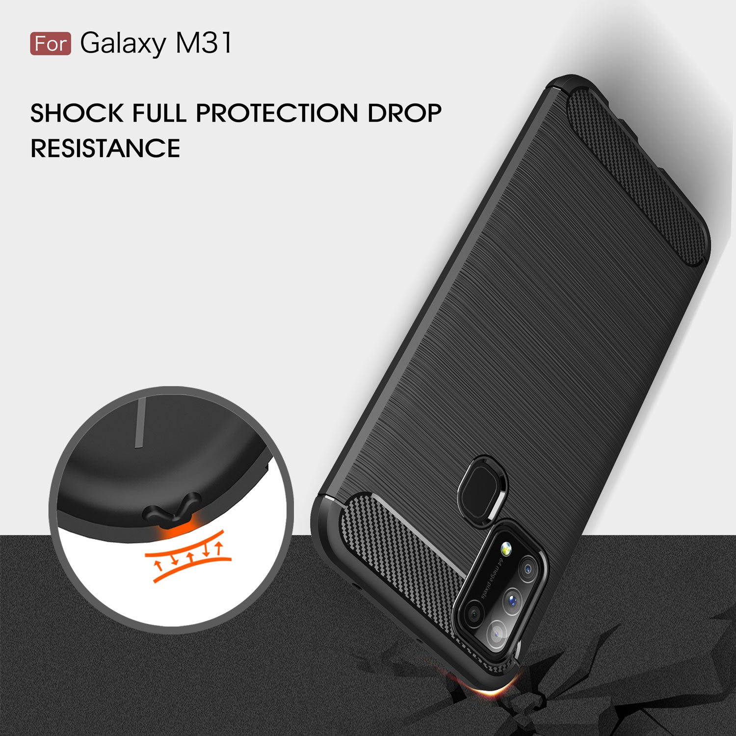 Samsung M31 Carbon Fibre TPU Case Slim Shockproof Cover Red