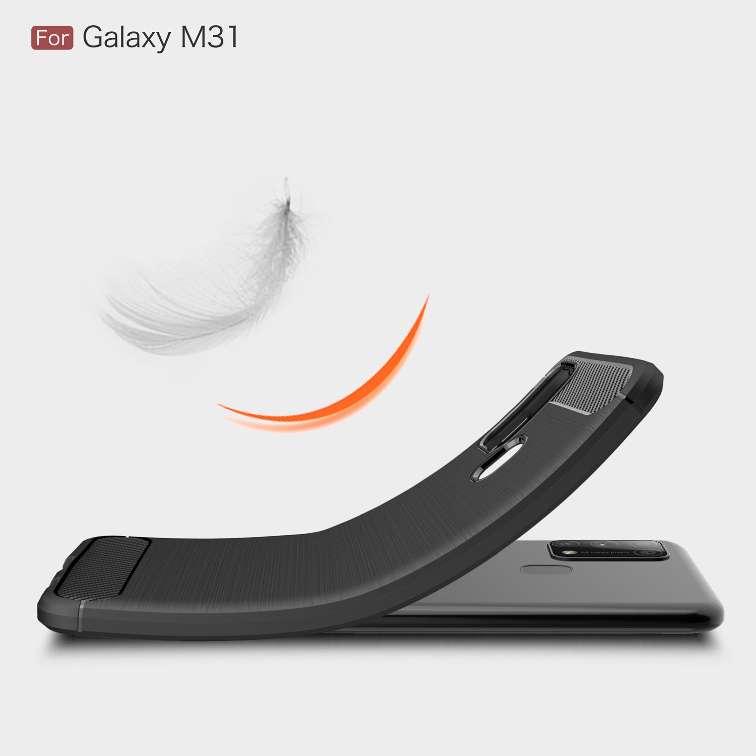 Samsung M31 Carbon Fibre TPU Case Slim Shockproof Cover Red