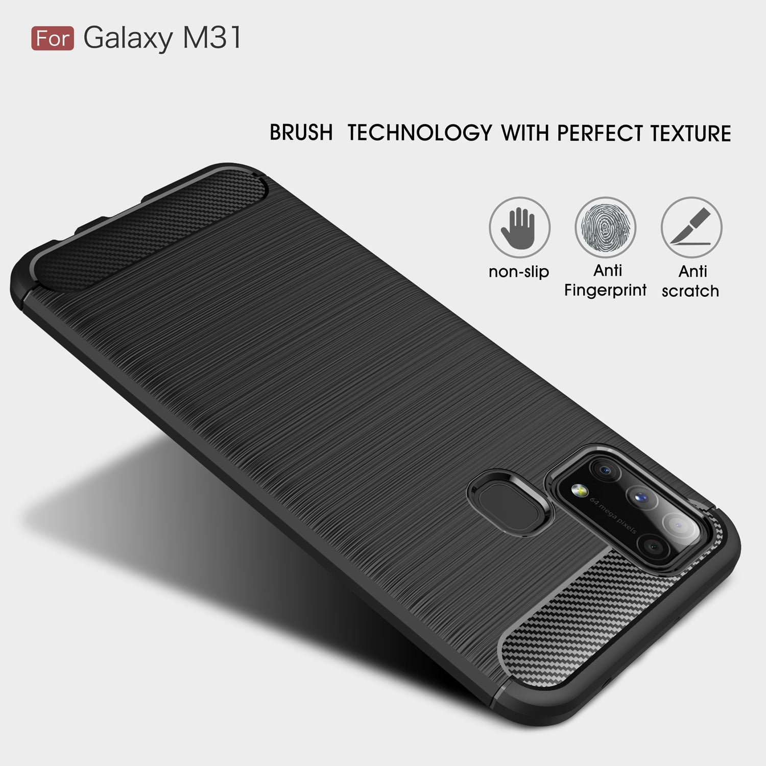 Samsung M31 Carbon Fibre TPU Case Slim Shockproof Cover Red