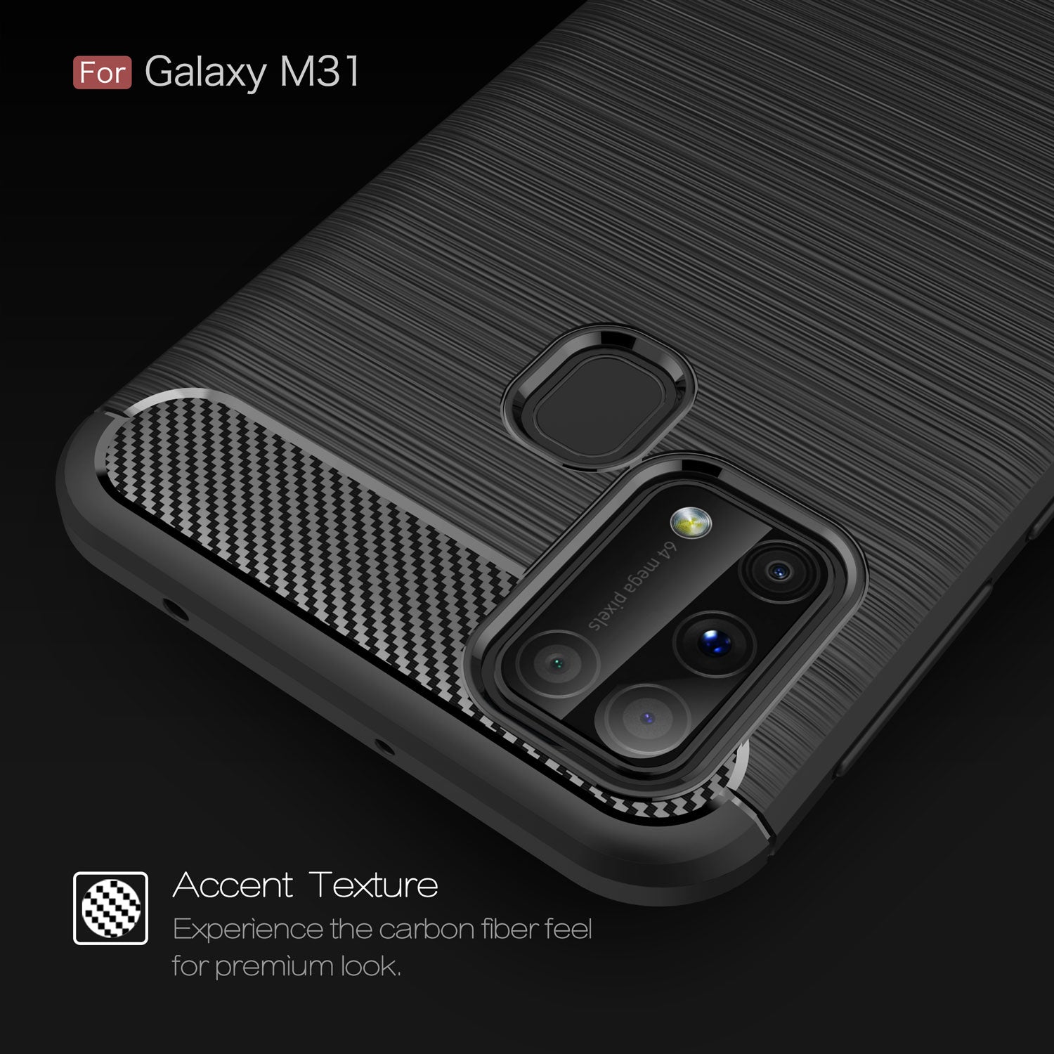 Samsung M31 Carbon Fibre TPU Case Slim Shockproof Cover Red