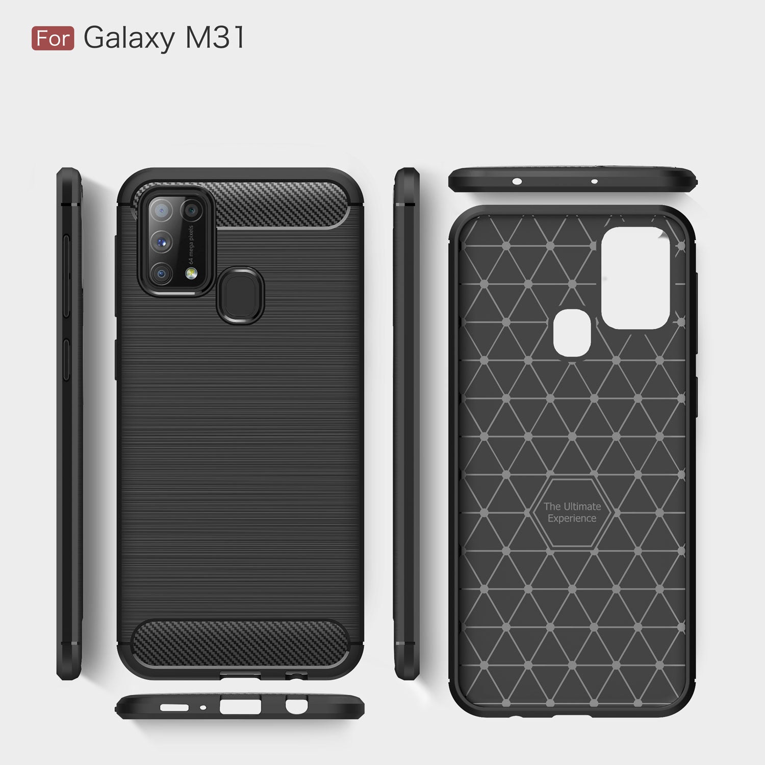 Samsung M31 Carbon Fibre TPU Case Slim Shockproof Cover Red