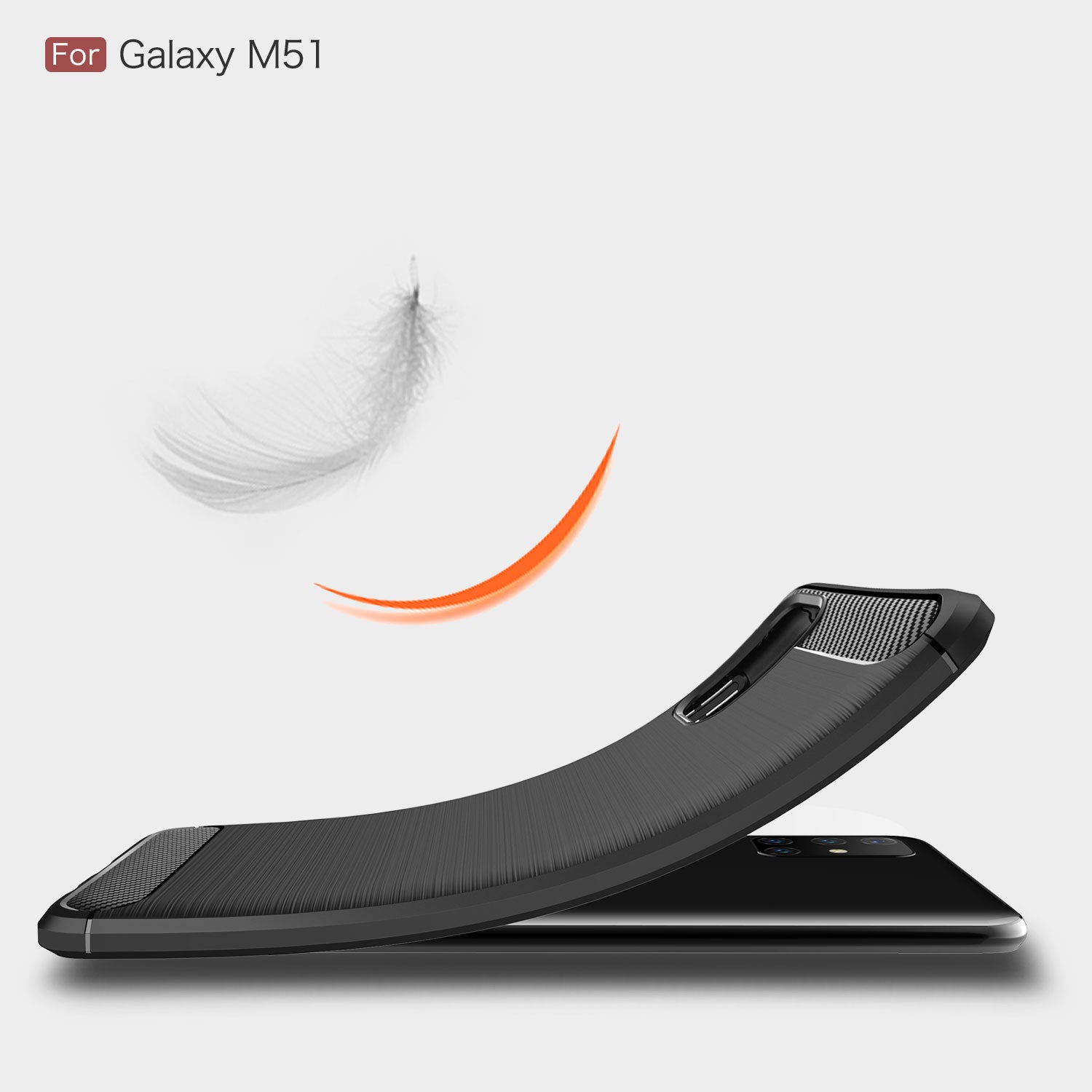 Samsung M51 Carbon Fibre TPU Case Slim Shockproof Cover Black