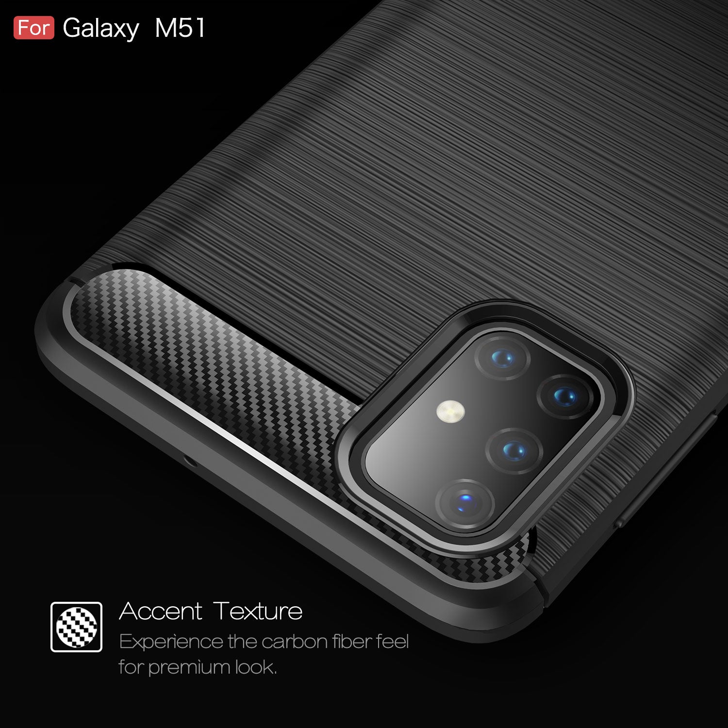 Samsung M51 Carbon Fibre TPU Case Slim Shockproof Cover Navy