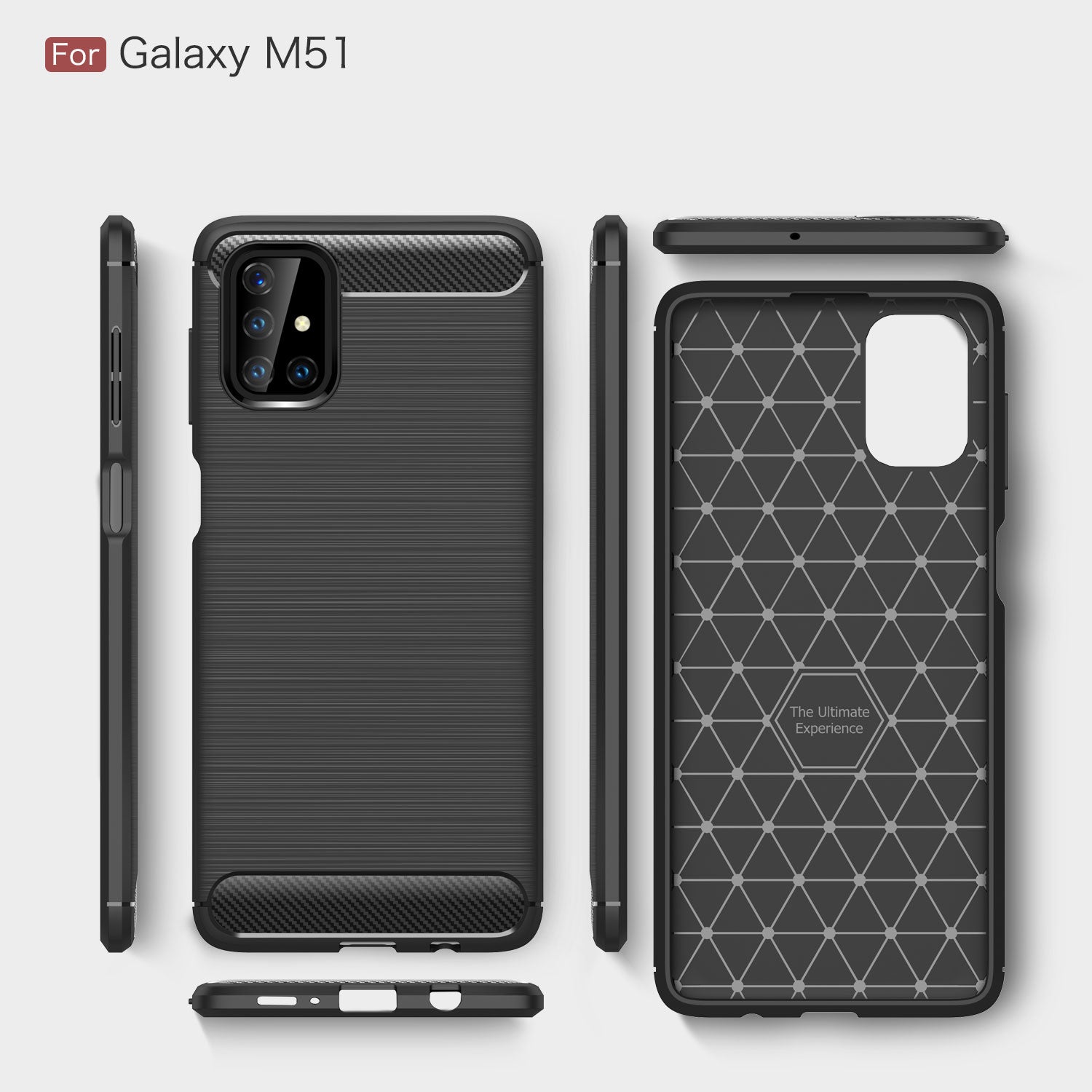 Samsung M51 Carbon Fibre TPU Case Slim Shockproof Cover Navy
