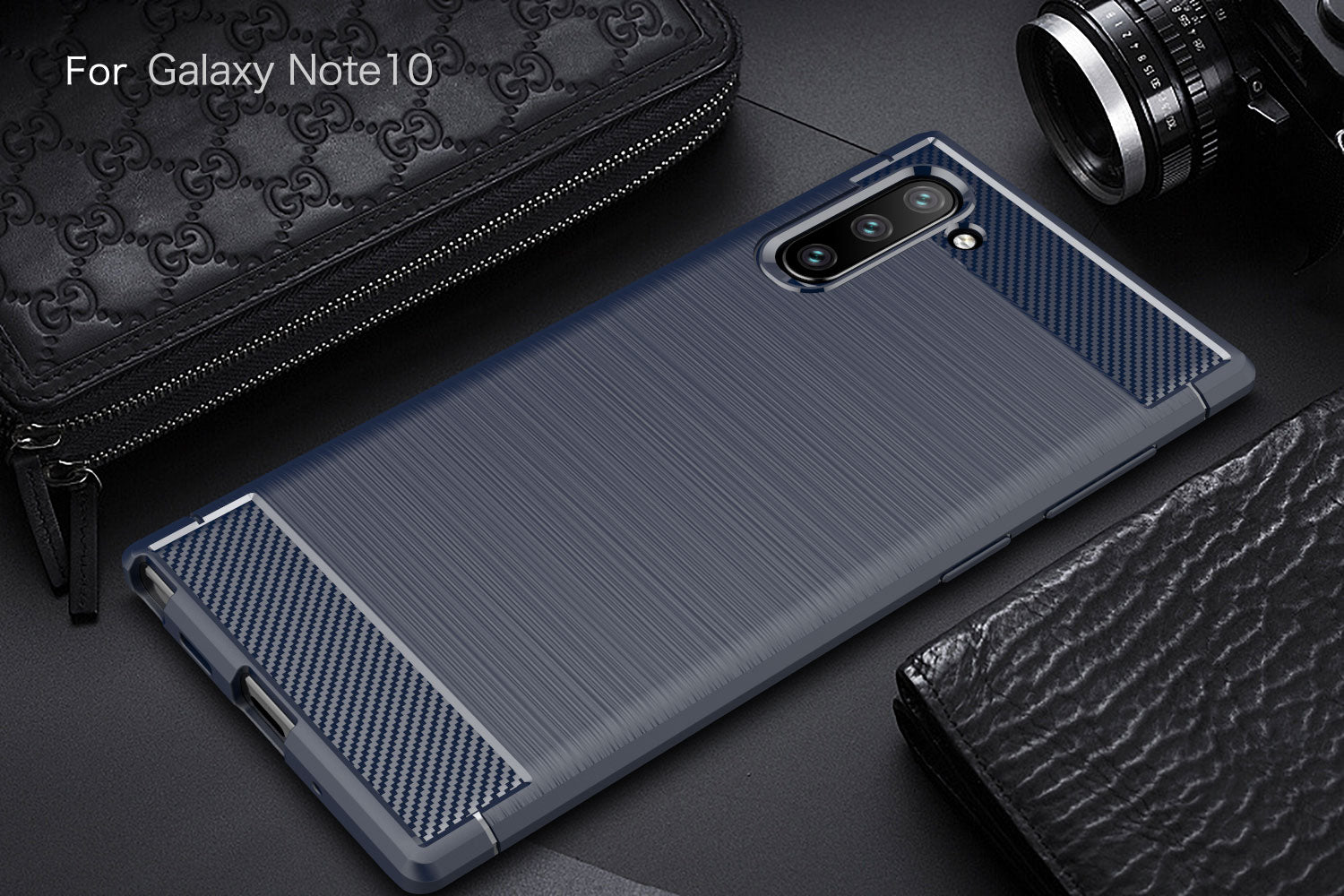 Samsung Note 10 Carbon Fibre TPU Case Slim Shockproof Cover Navy