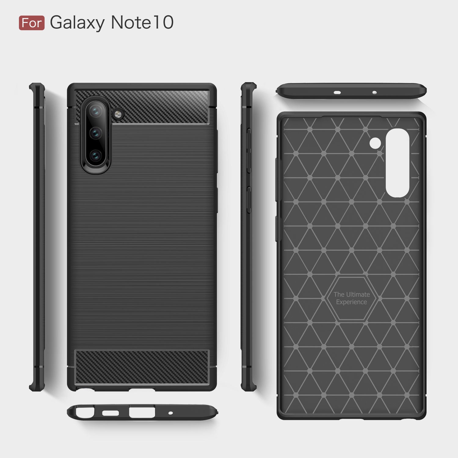 Samsung Note 10 Carbon Fibre TPU Case Slim Shockproof Cover Red