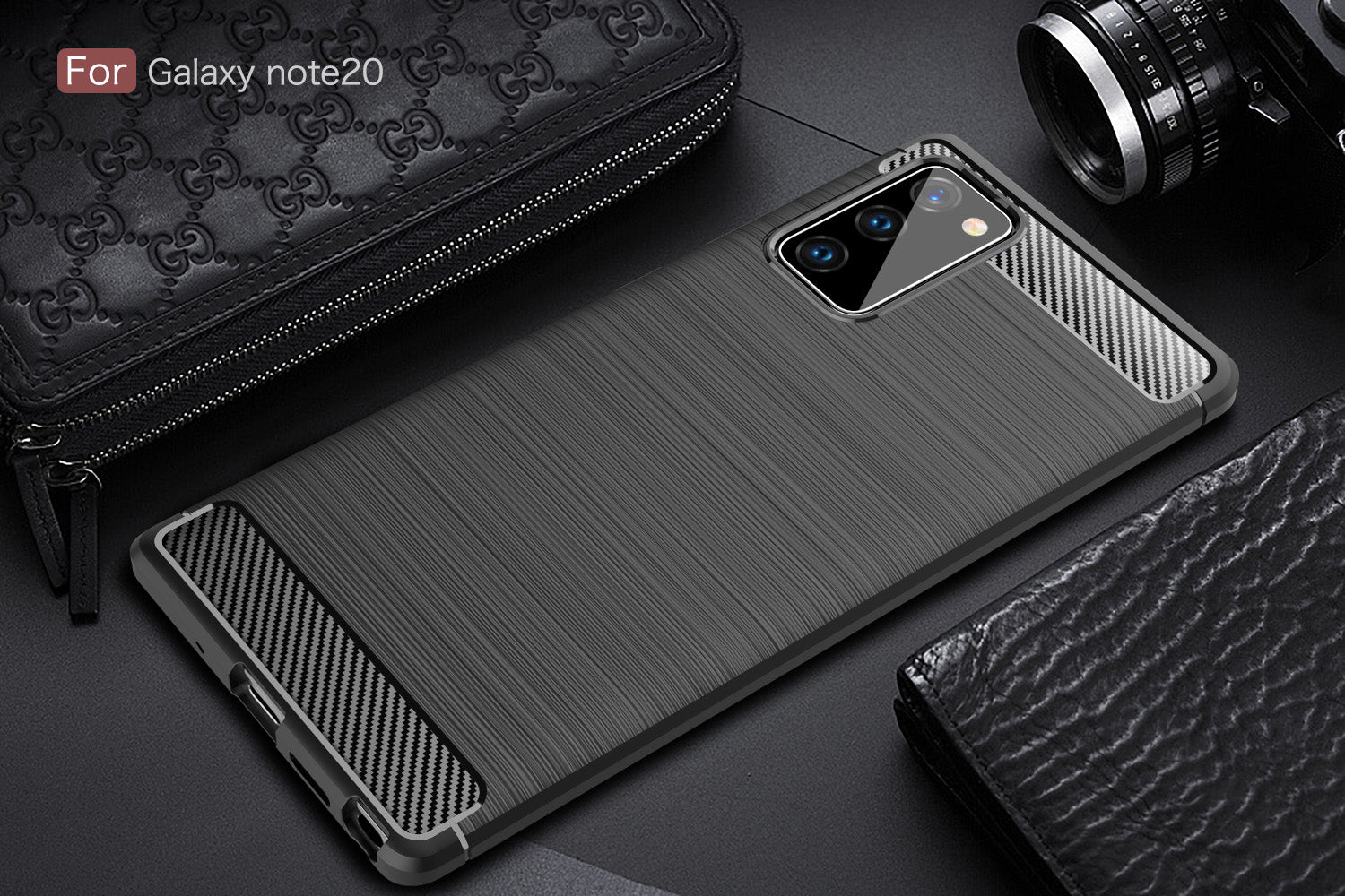 Samsung Note20 Carbon Fibre TPU Case Slim Shockproof Cover Black