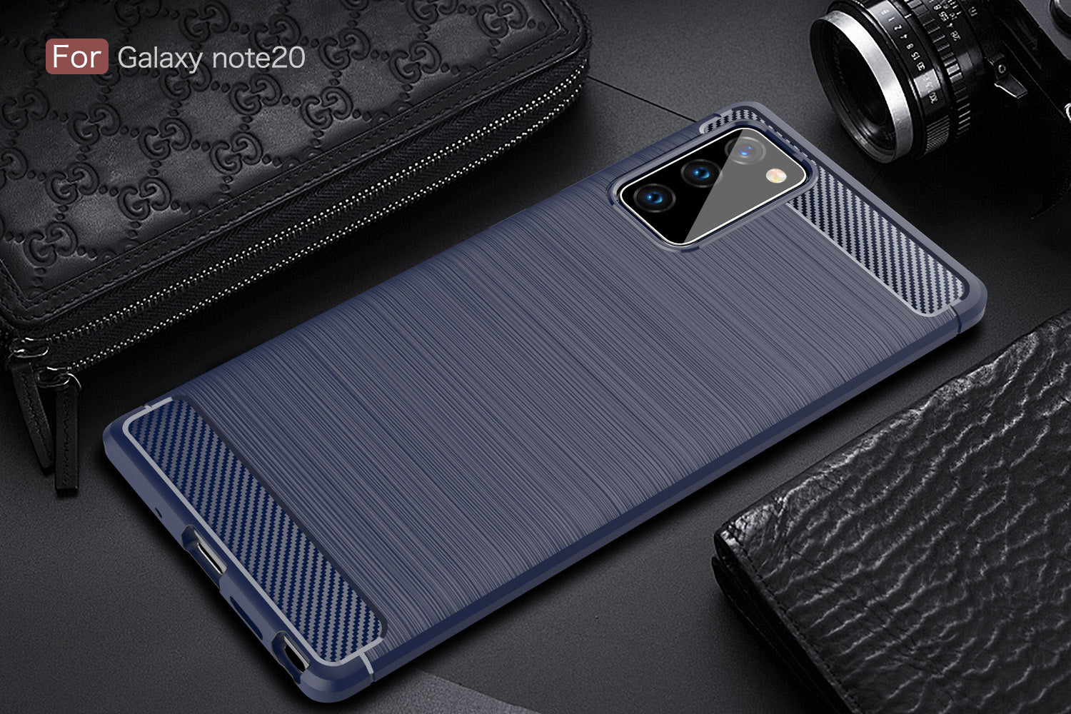 Samsung Note20 Carbon Fibre TPU Case Slim Shockproof Cover Navy