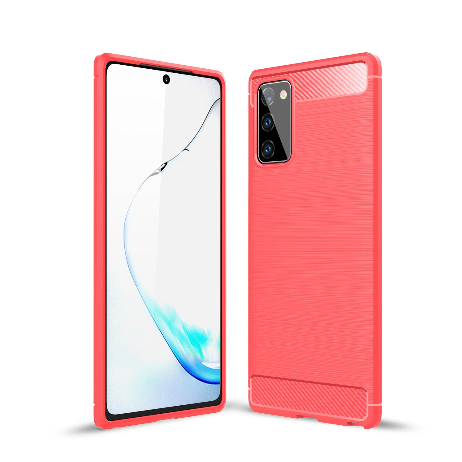 Samsung Note20 Carbon Fibre TPU Case Slim Shockproof Cover Red