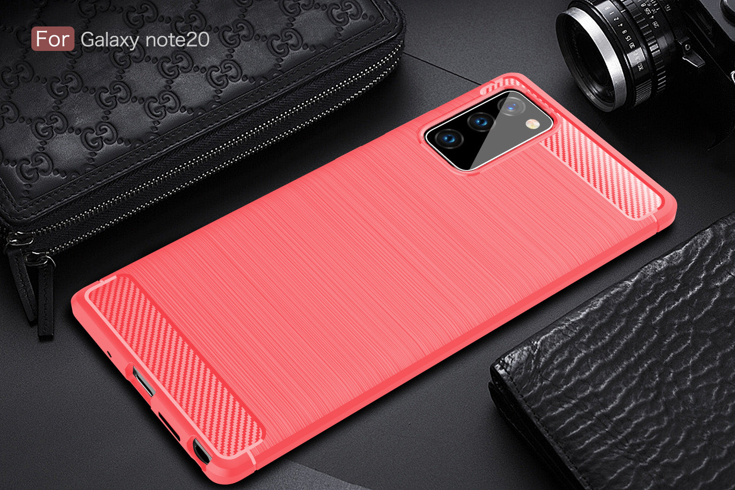 Samsung Note20 Carbon Fibre TPU Case Slim Shockproof Cover Red