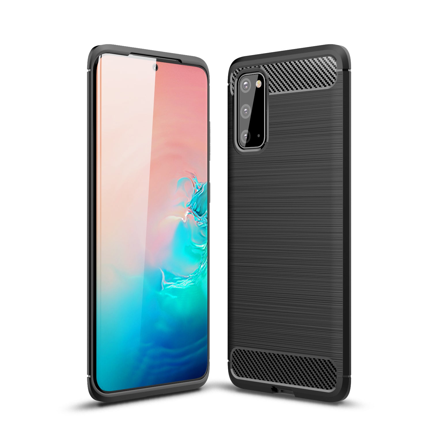 Samsung S20{S11E} Carbon Fibre TPU Case Slim Shockproof Cover Black