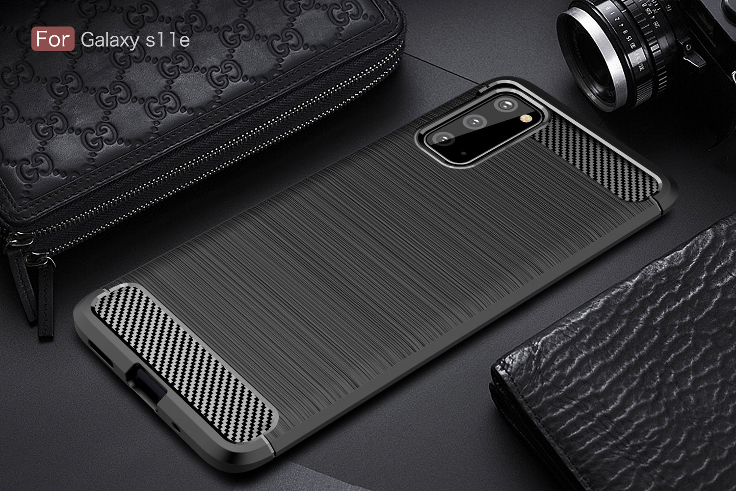 Samsung S20{S11E} Carbon Fibre TPU Case Slim Shockproof Cover Black