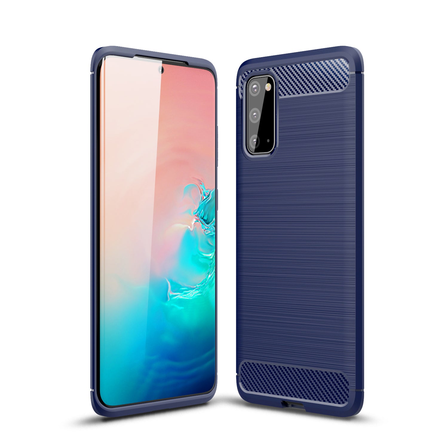 Samsung S20{S11E} Carbon Fibre TPU Case Slim Shockproof Cover Navy