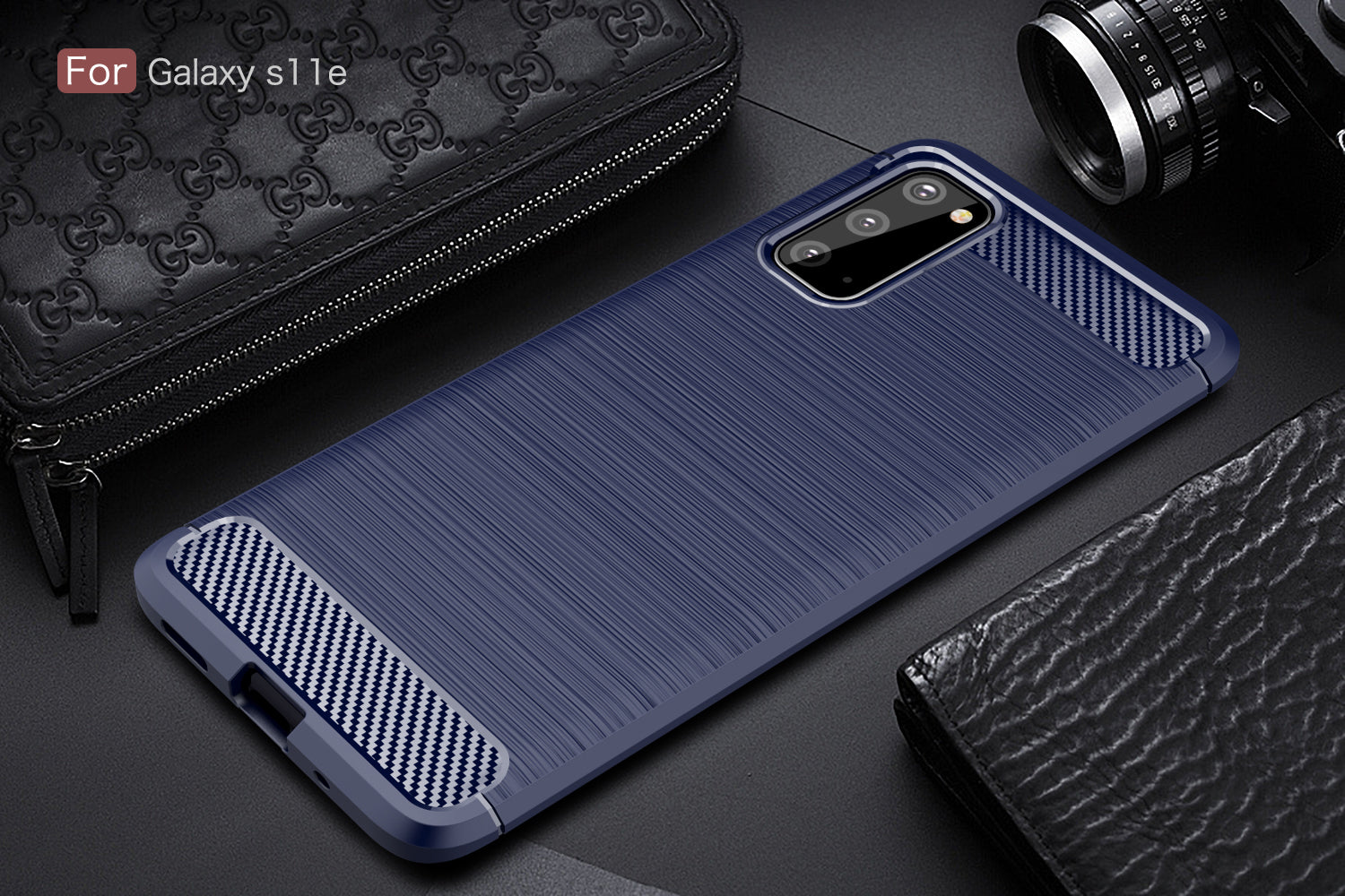 Samsung S20{S11E} Carbon Fibre TPU Case Slim Shockproof Cover Navy