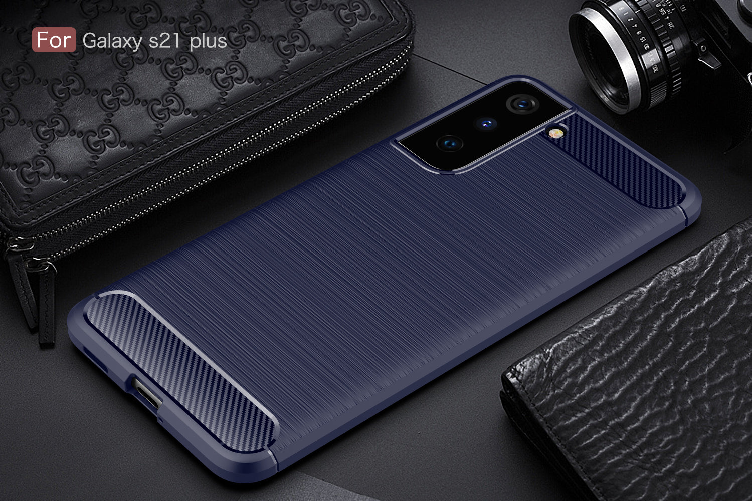 Samsung S21Plus Carbon Fibre TPU Case Slim Shockproof Cover Navy