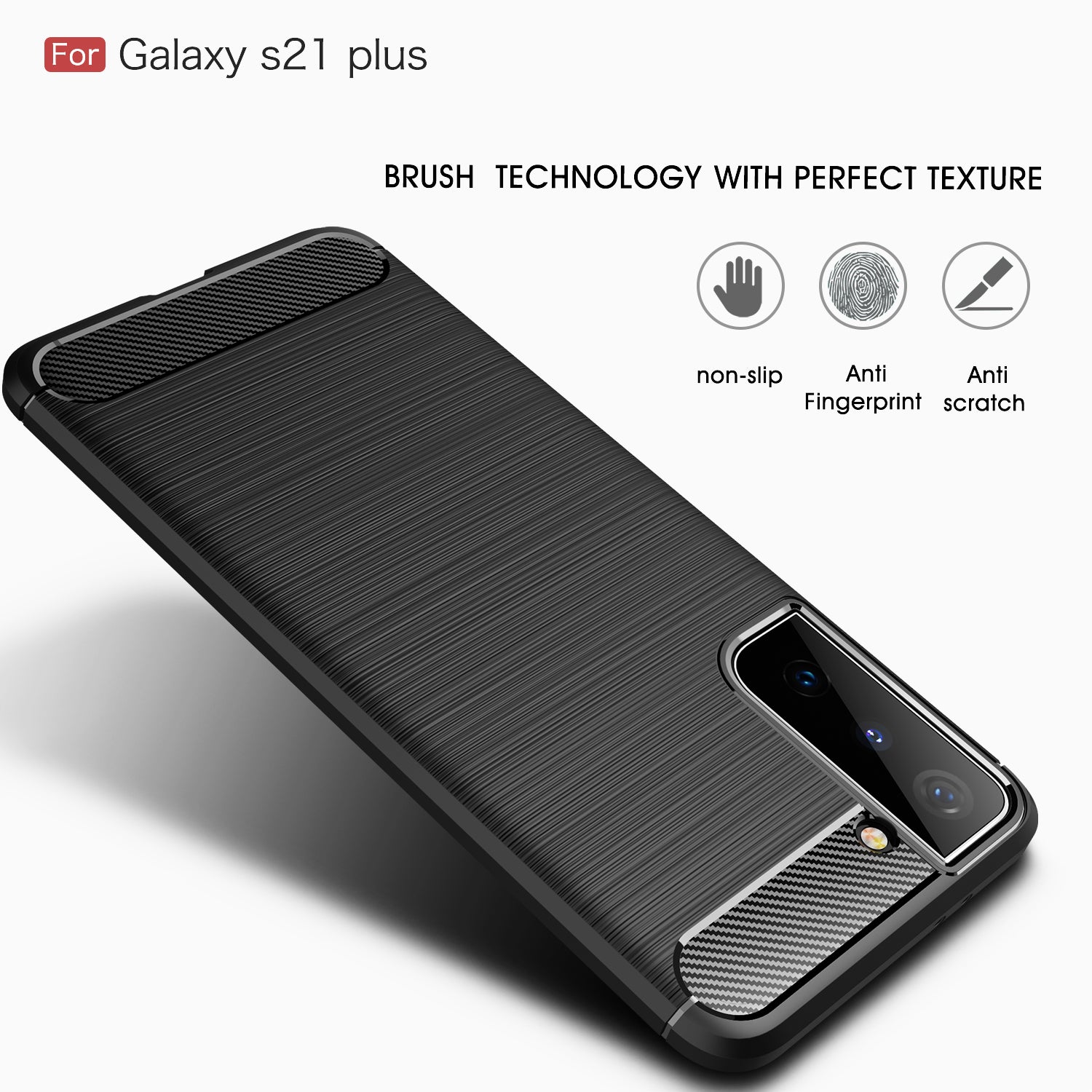 Samsung S21Plus Carbon Fibre TPU Case Slim Shockproof Cover Red