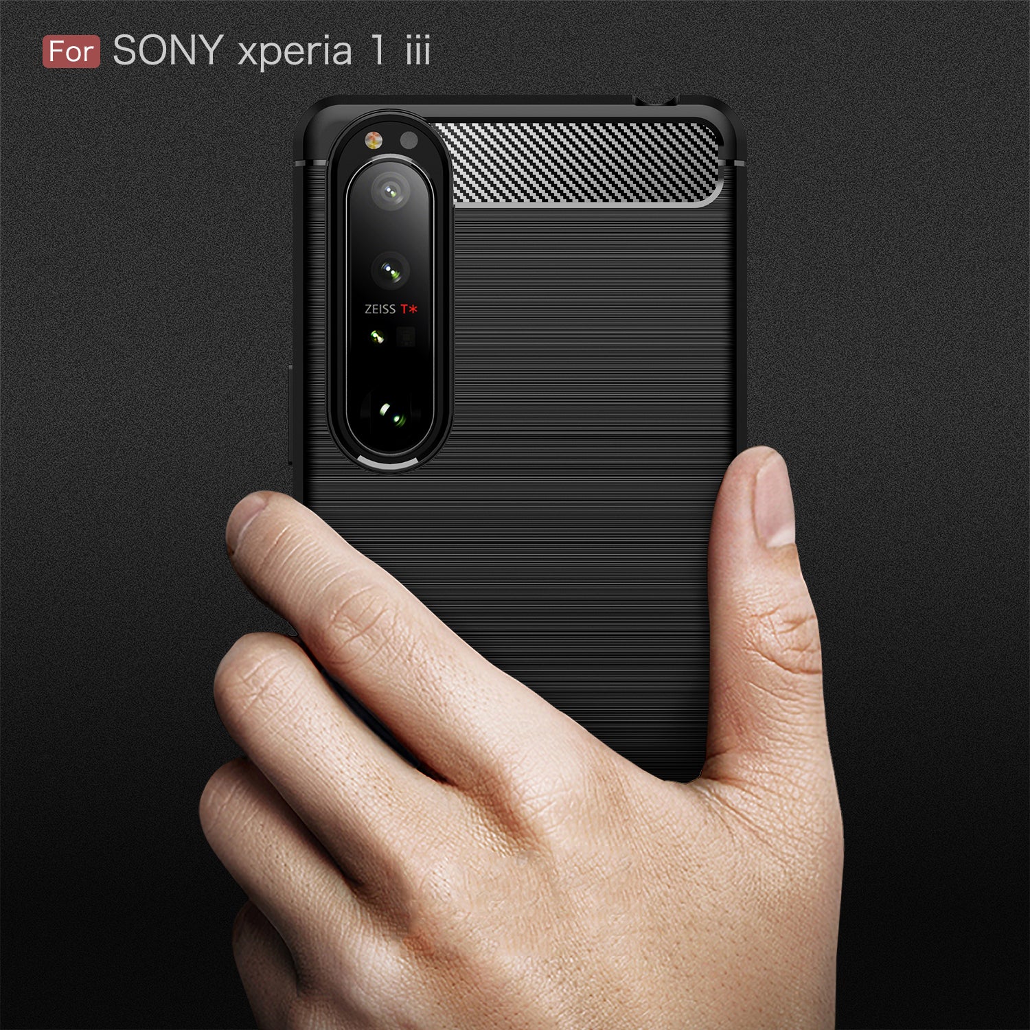 Sony Xperia 1 III Carbon Fibre TPU Case Slim Shockproof Cover Red