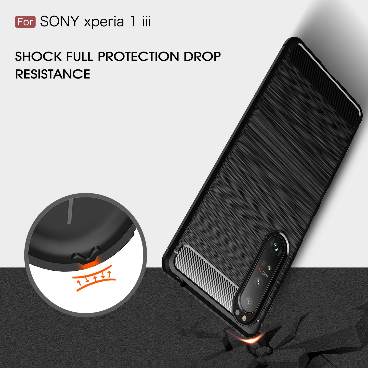 Sony Xperia 1 III Carbon Fibre TPU Case Slim Shockproof Cover Red