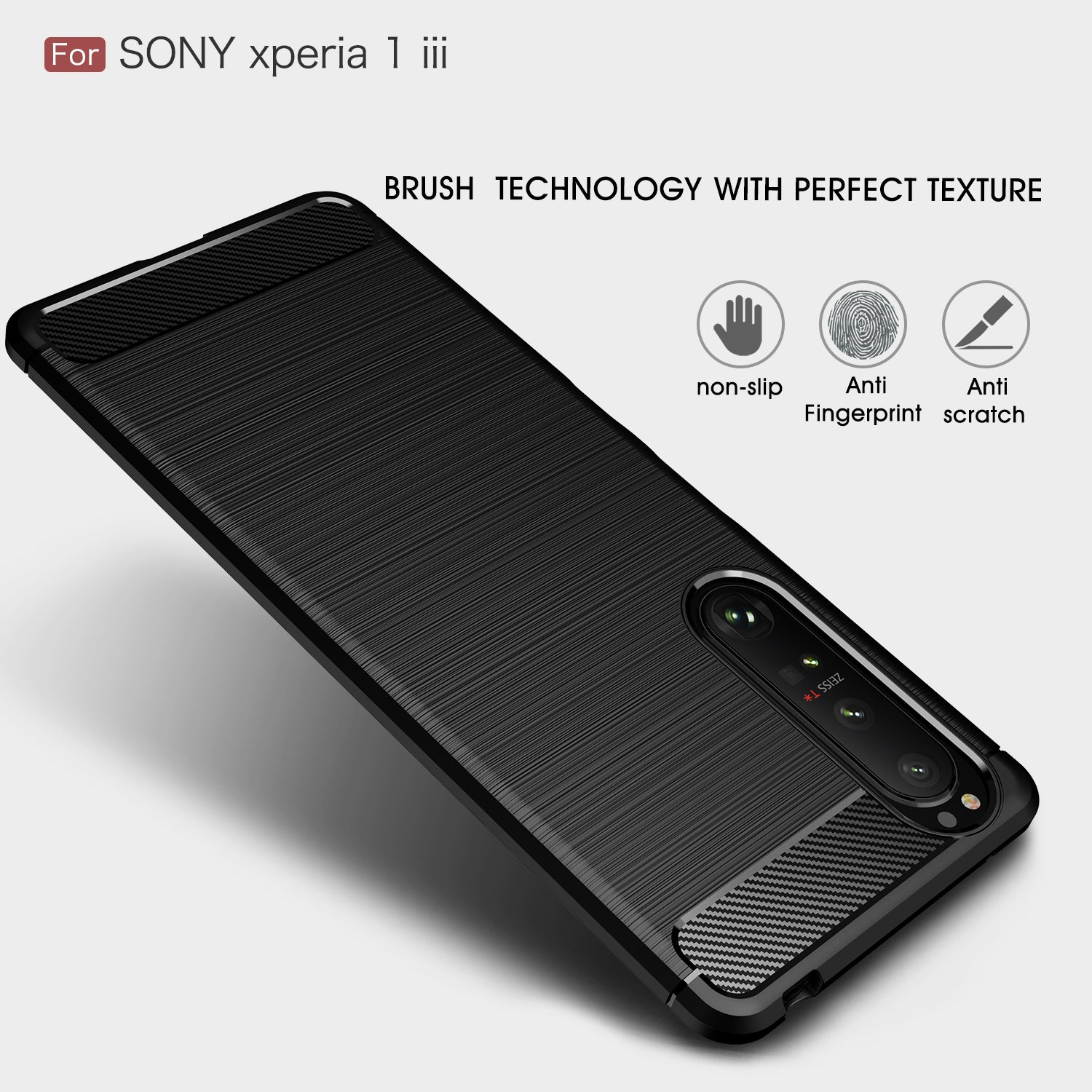 Sony Xperia 1 III Carbon Fibre TPU Case Slim Shockproof Cover Red