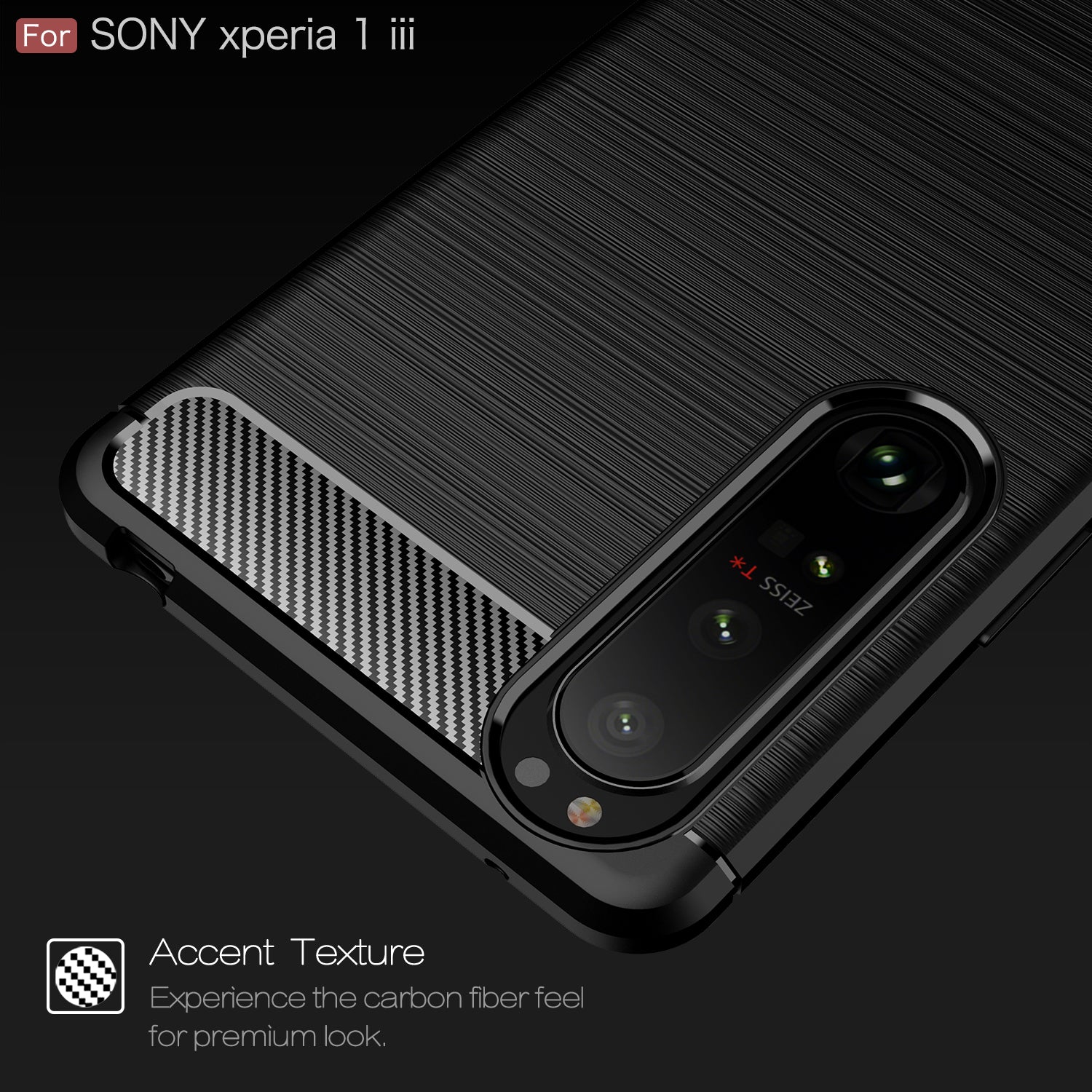 Sony Xperia 1 III Carbon Fibre TPU Case Slim Shockproof Cover Red