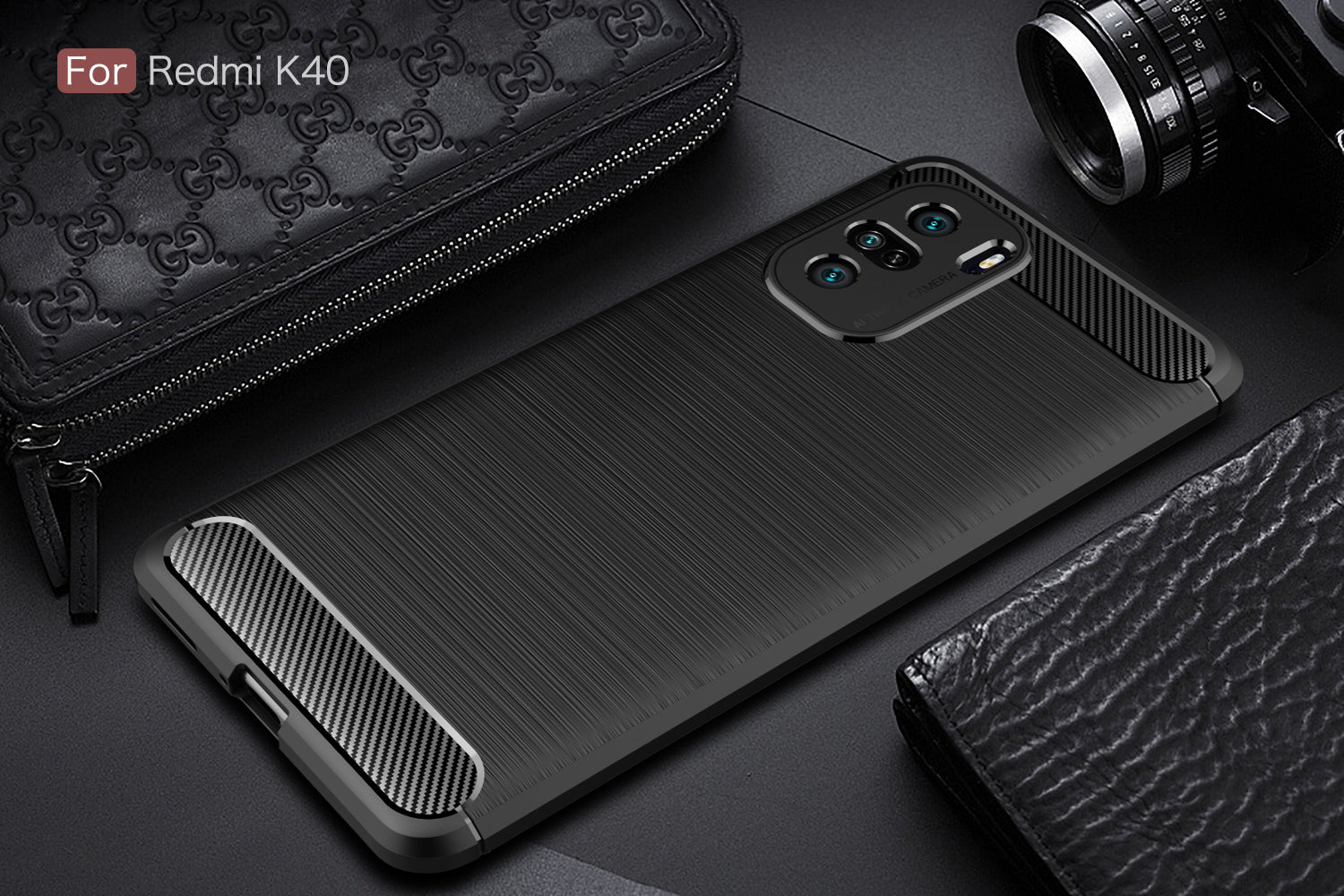 Xiaomi Mi 11i/K40 Carbon Fibre TPU Case Slim Shockproof Cover Black