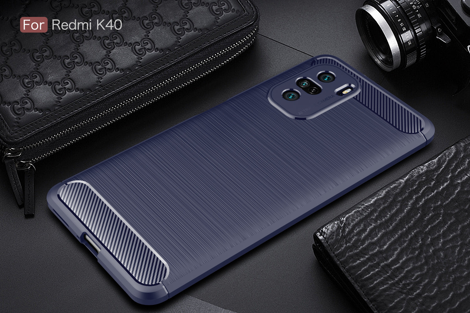 Xiaomi Mi 11i/K40 Carbon Fibre TPU Case Slim Shockproof Cover Navy
