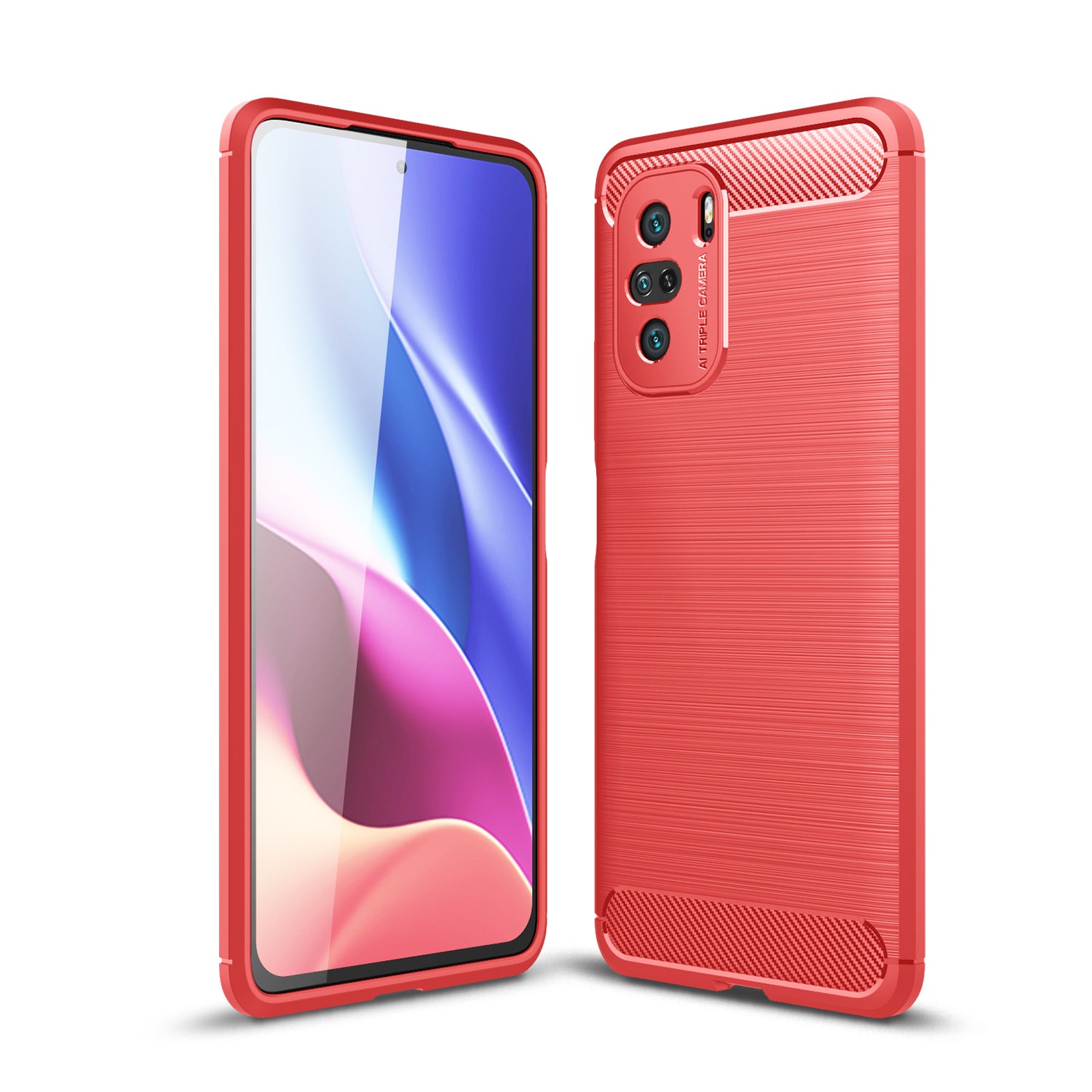 Xiaomi Mi 11i/K40 Carbon Fibre TPU Case Slim Shockproof Cover Red