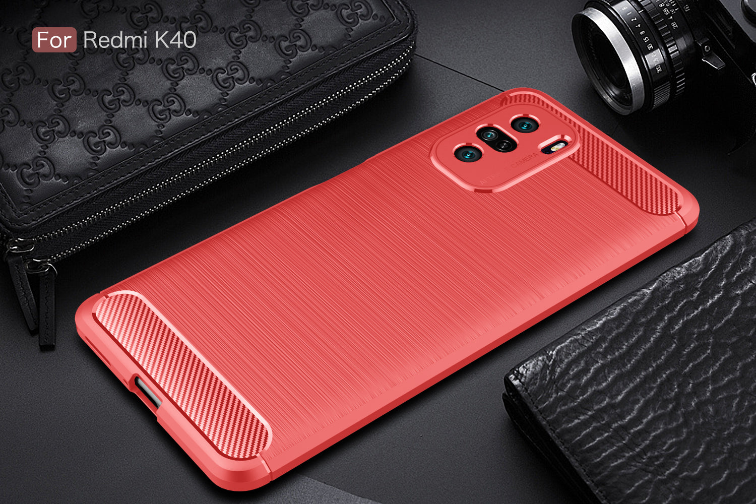 Xiaomi Mi 11i/K40 Carbon Fibre TPU Case Slim Shockproof Cover Red