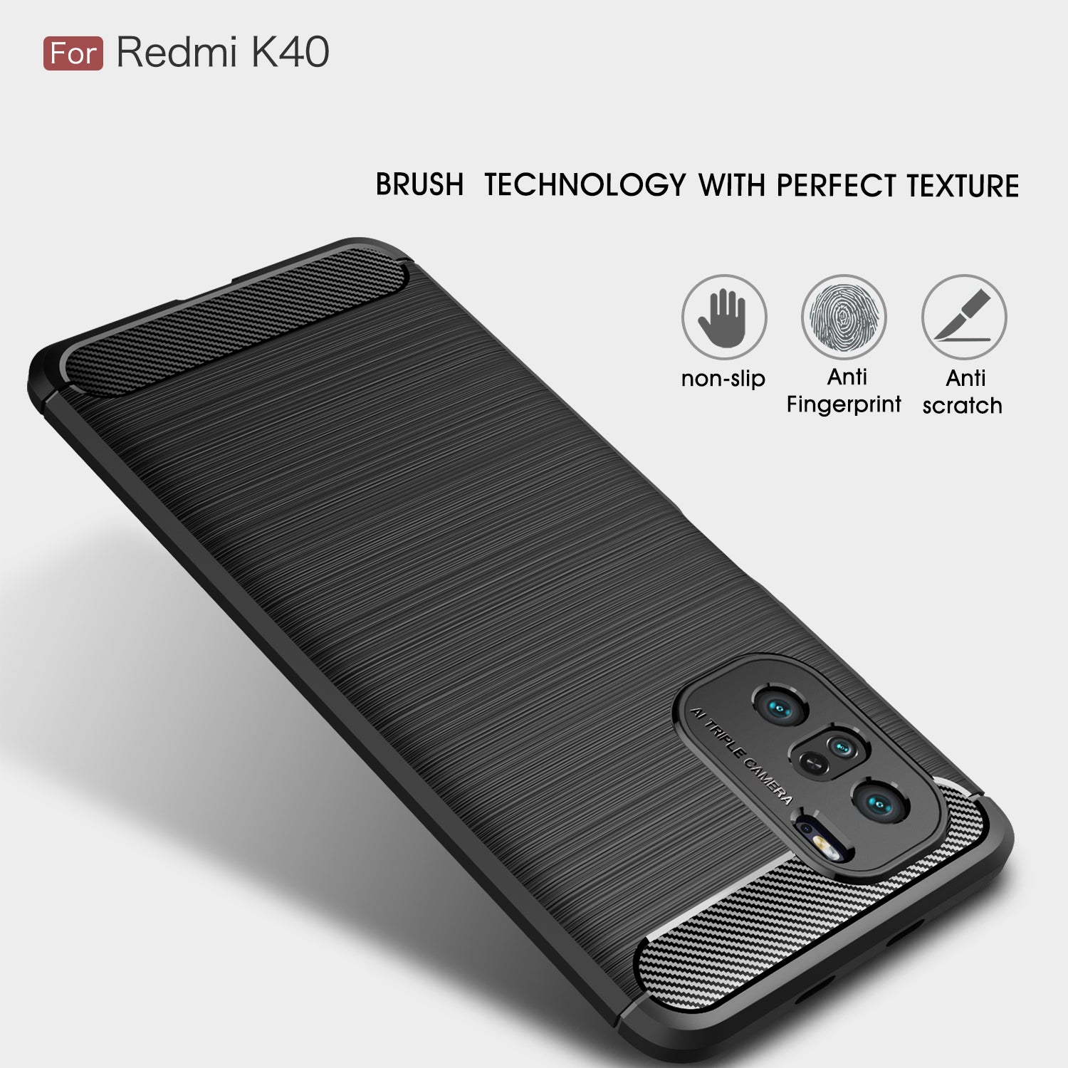 Xiaomi Mi 11i/K40 Carbon Fibre TPU Case Slim Shockproof Cover Red