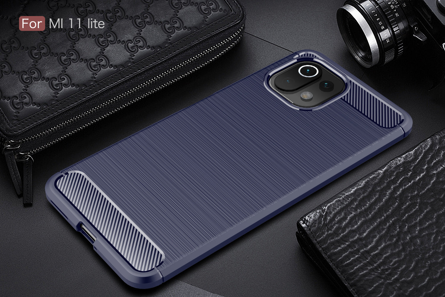 Xiaomi Mi 11 Lite 5G Carbon Fibre TPU Case Slim Shockproof Cover Navy