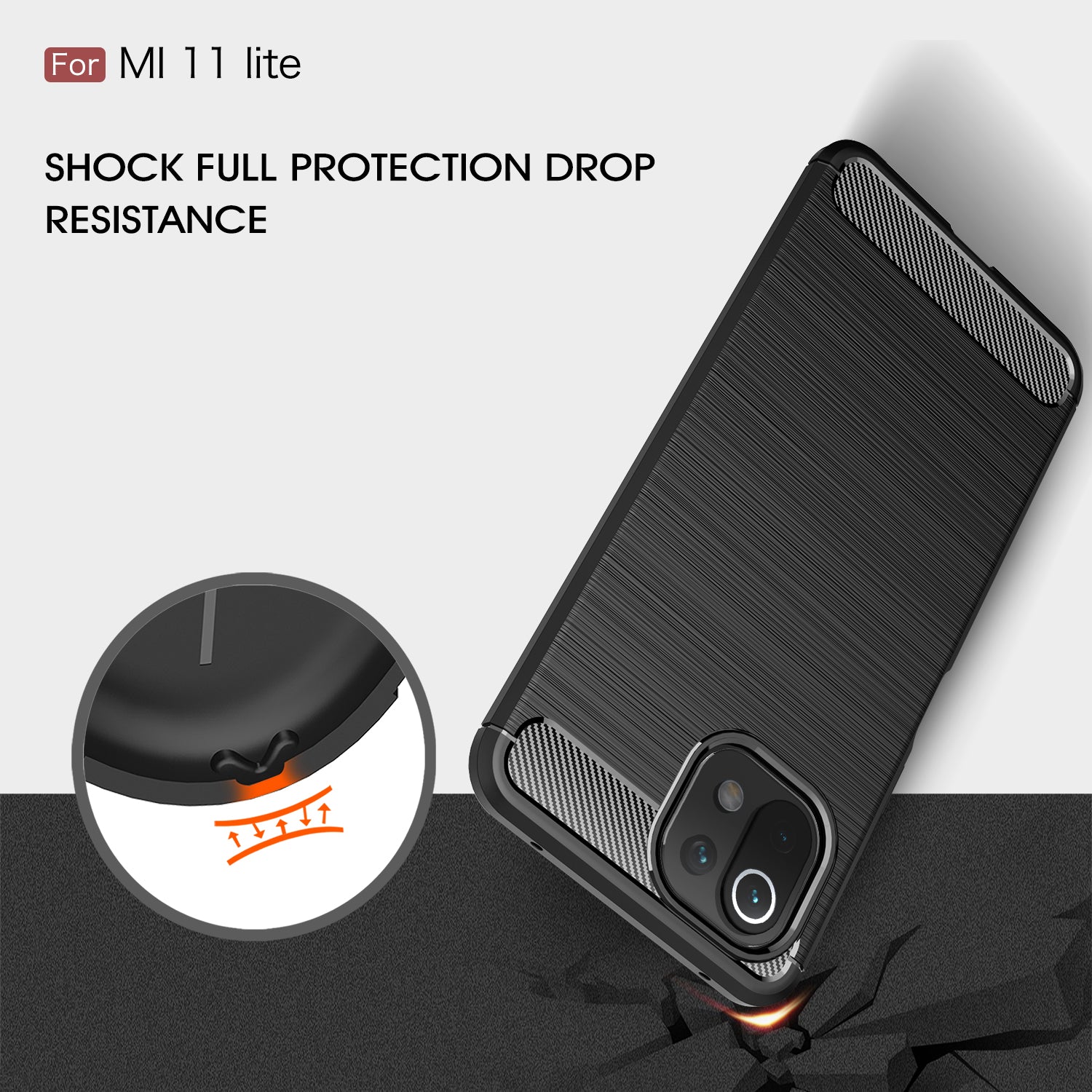 Xiaomi Mi 11 Lite 5G Carbon Fibre TPU Case Slim Shockproof Cover Red