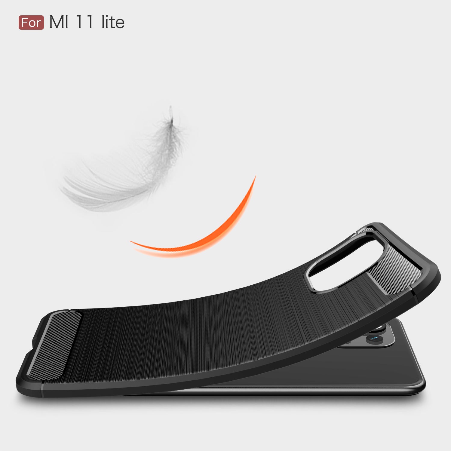 Xiaomi Mi 11 Lite 5G Carbon Fibre TPU Case Slim Shockproof Cover Black