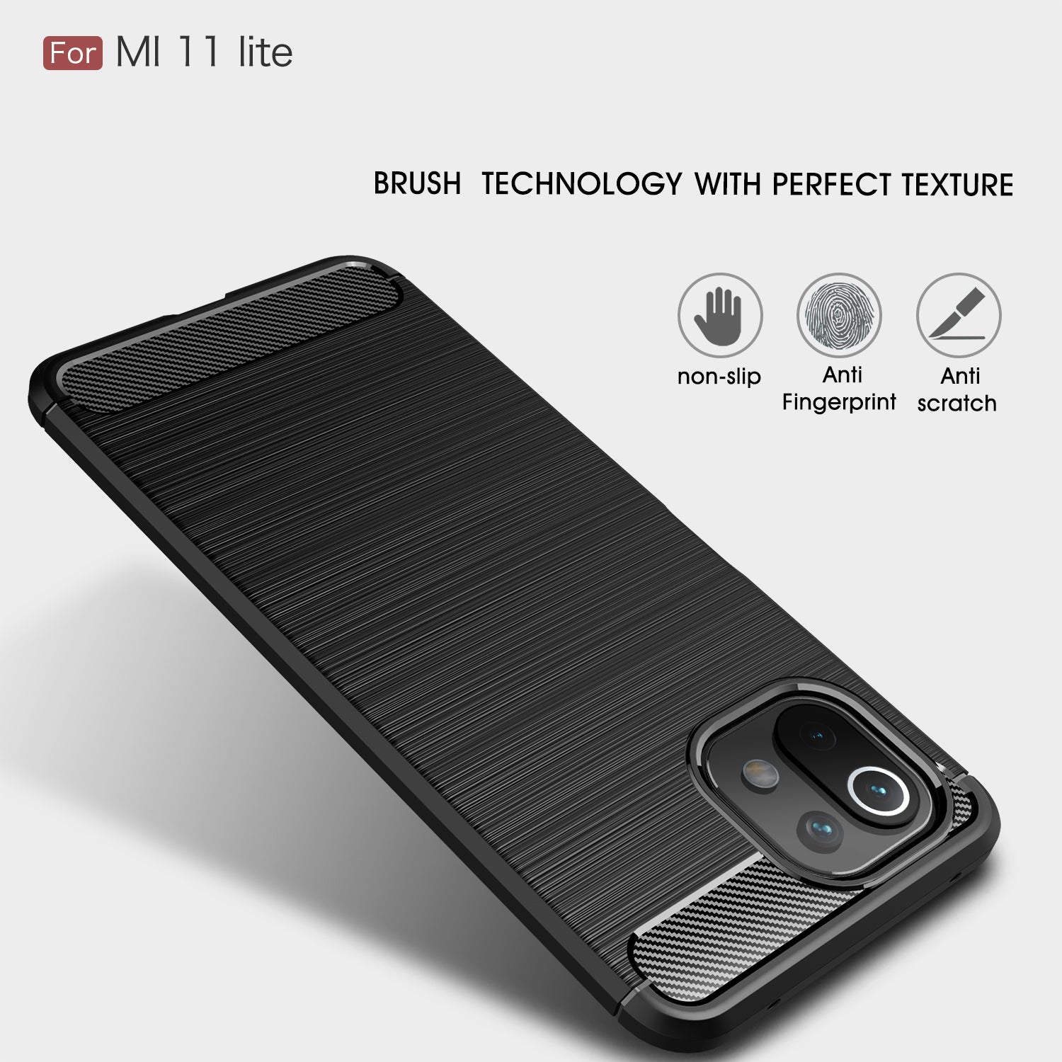 Xiaomi Mi 11 Lite 5G Carbon Fibre TPU Case Slim Shockproof Cover Red