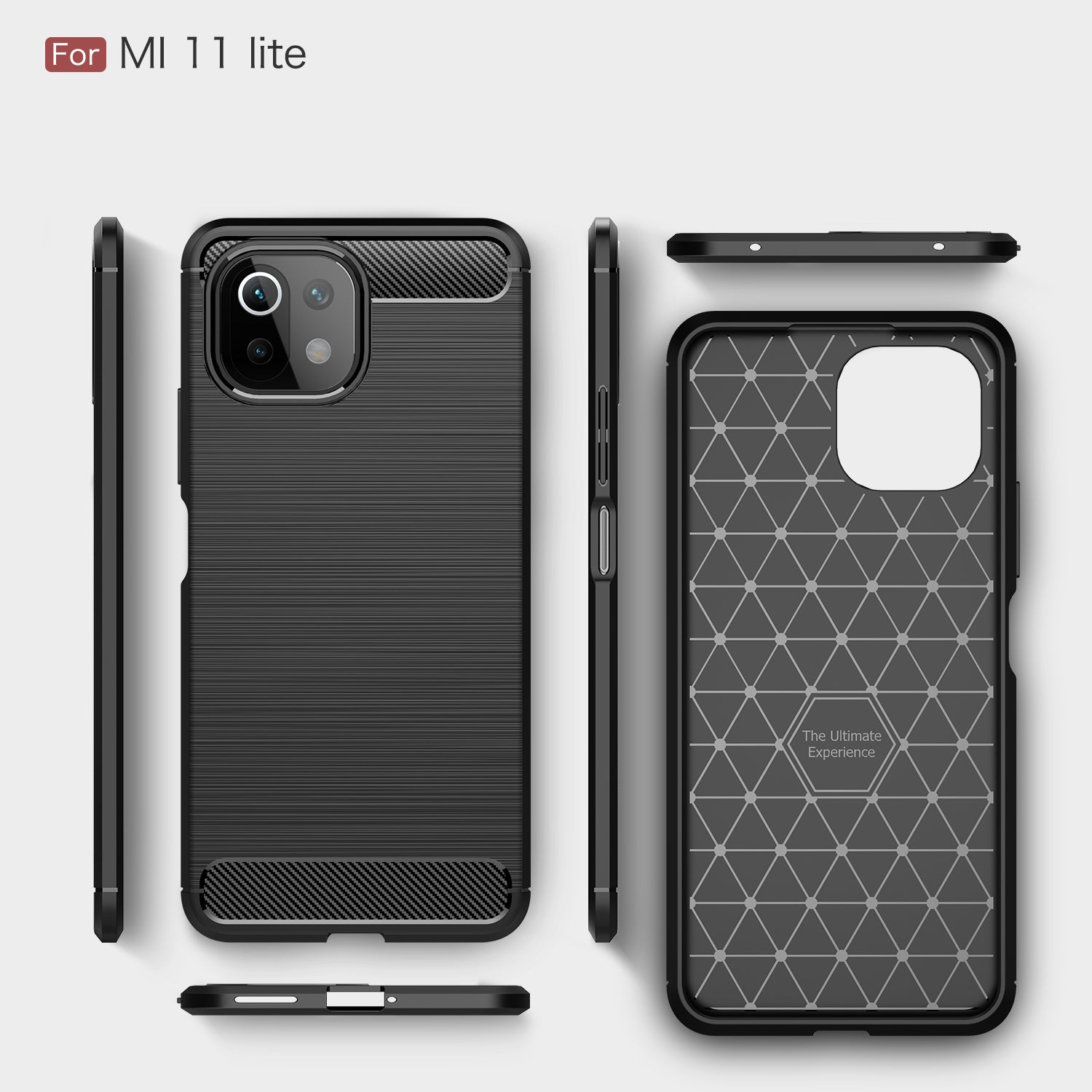 Xiaomi Mi 11 Lite 5G Carbon Fibre TPU Case Slim Shockproof Cover Black