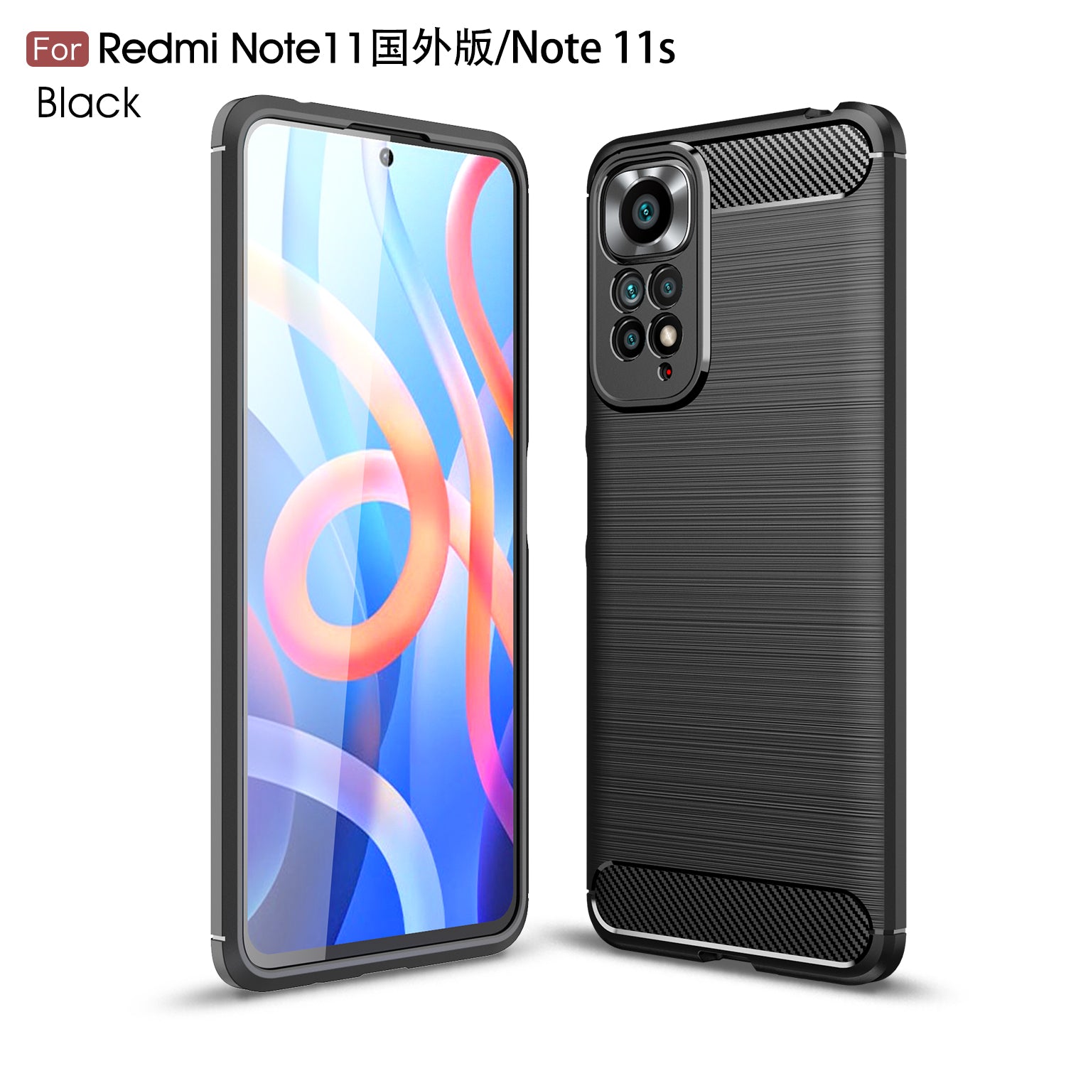 Xiaomi Redmi Note 11 (4G) Carbon Fibre TPU Case Slim Shockproof Cover Black