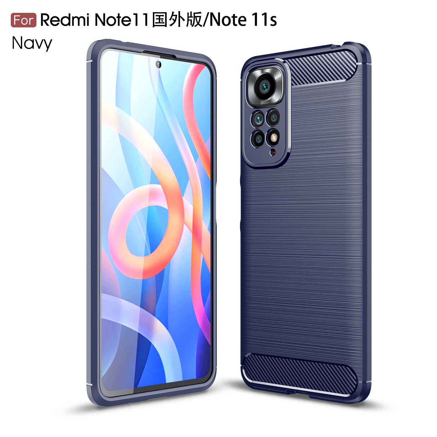 Xiaomi Redmi Note 11 (4G) Carbon Fibre TPU Case Slim Shockproof Cover Navy