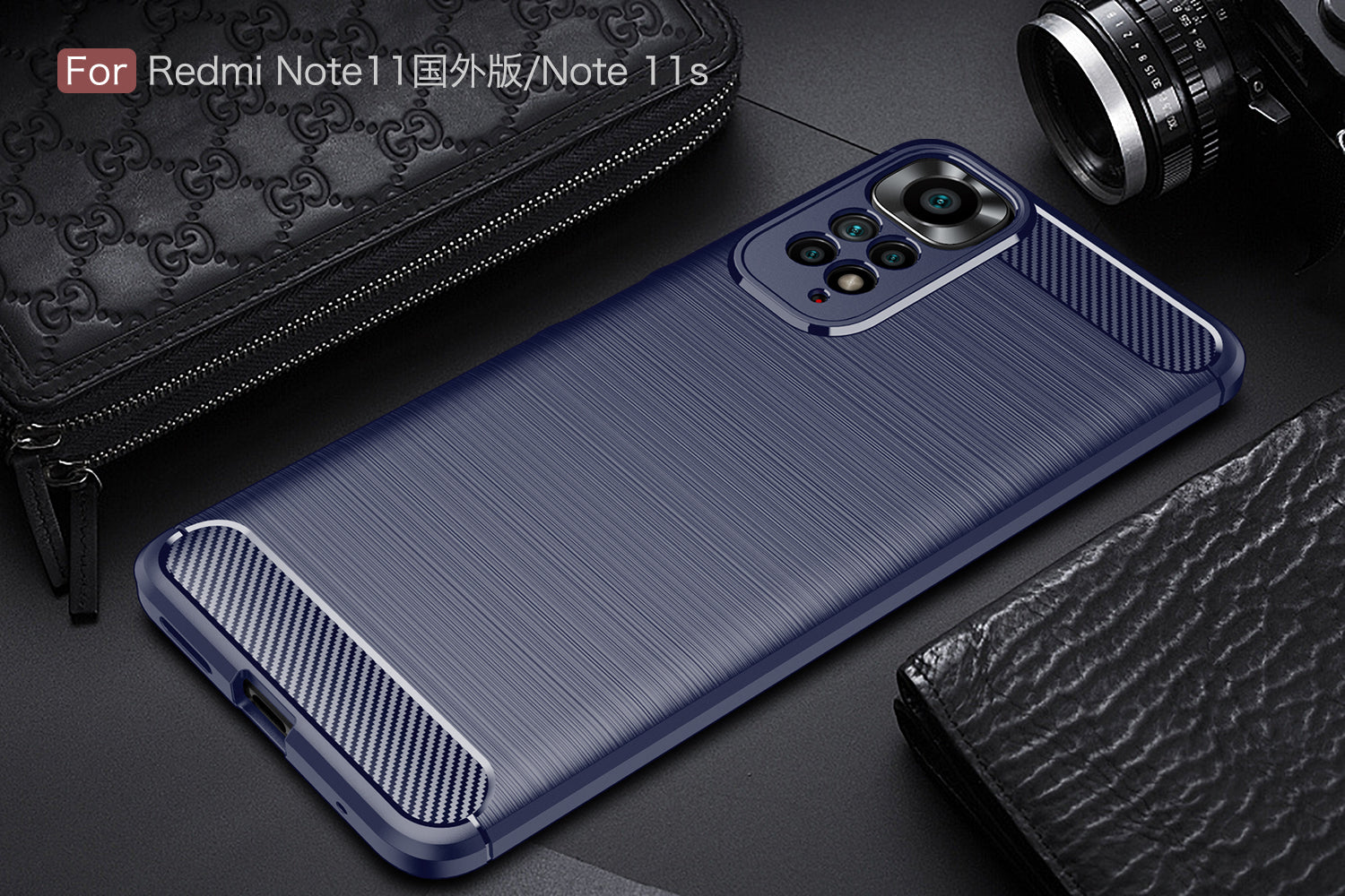 Xiaomi Redmi Note 11 (4G) Carbon Fibre TPU Case Slim Shockproof Cover Navy