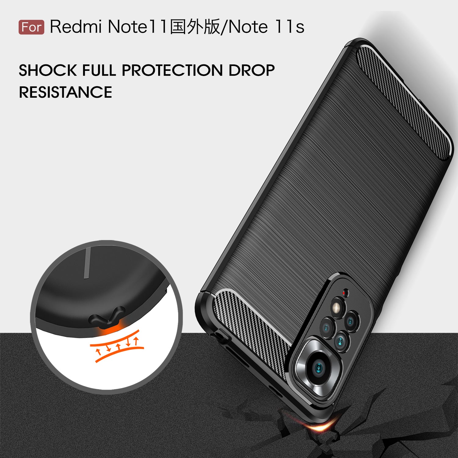 Xiaomi Redmi Note 11 (4G) Carbon Fibre TPU Case Slim Shockproof Cover Navy