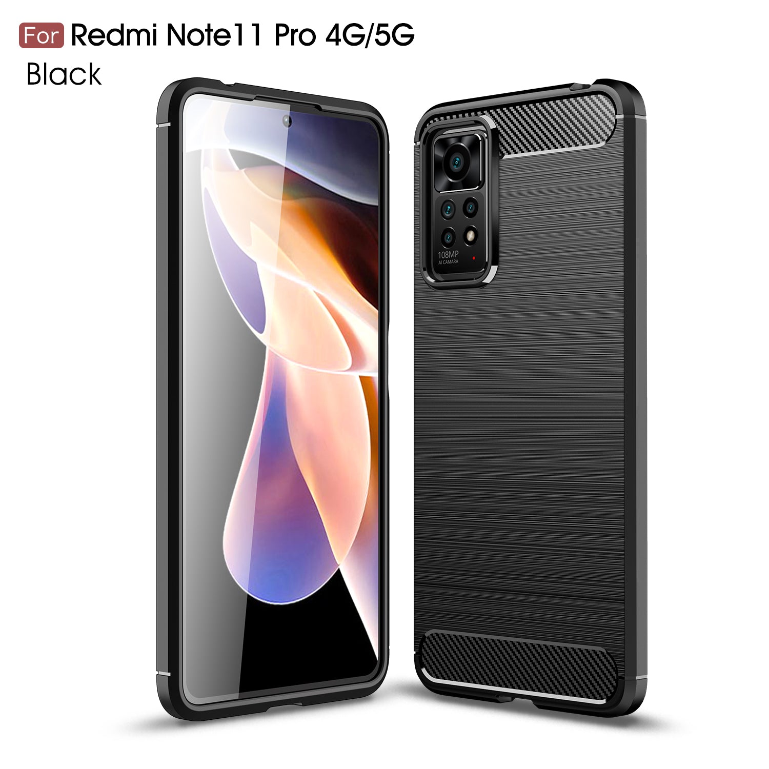 Xiaomi Redmi Note 11 Pro Carbon Fibre TPU Case Slim Shockproof Cover Black