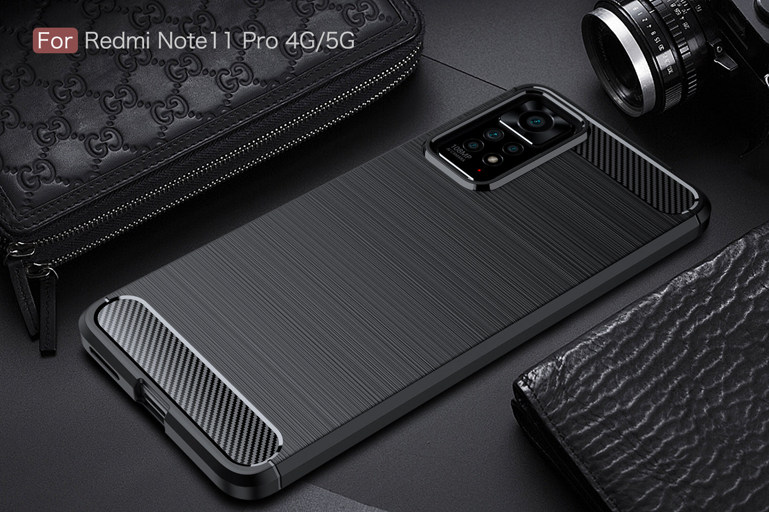 Xiaomi Redmi Note 11 Pro Carbon Fibre TPU Case Slim Shockproof Cover Black